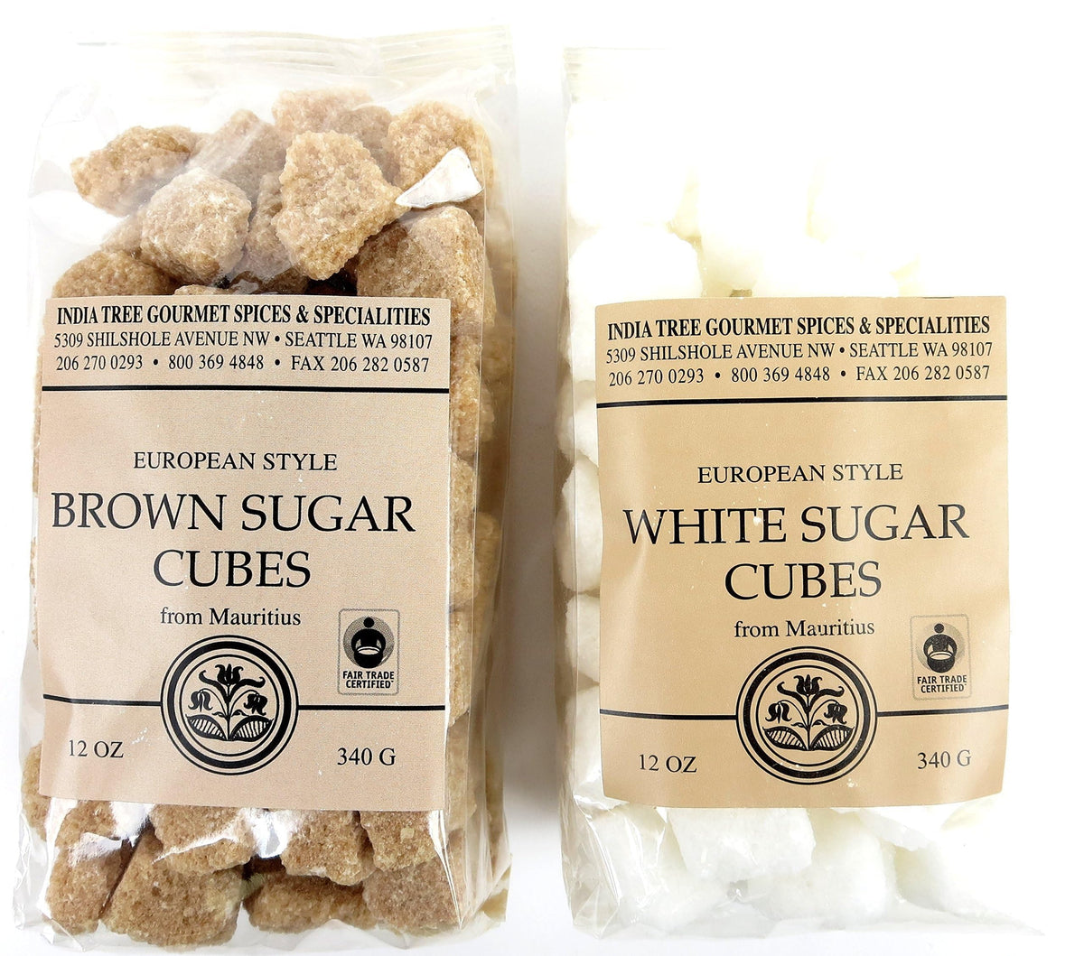 India Tree Brown Sugar Cubes, 2.2 Pound Box, European Style Cane Sugar From Mauritius, Rough Cut Unrefined Brown Sugar