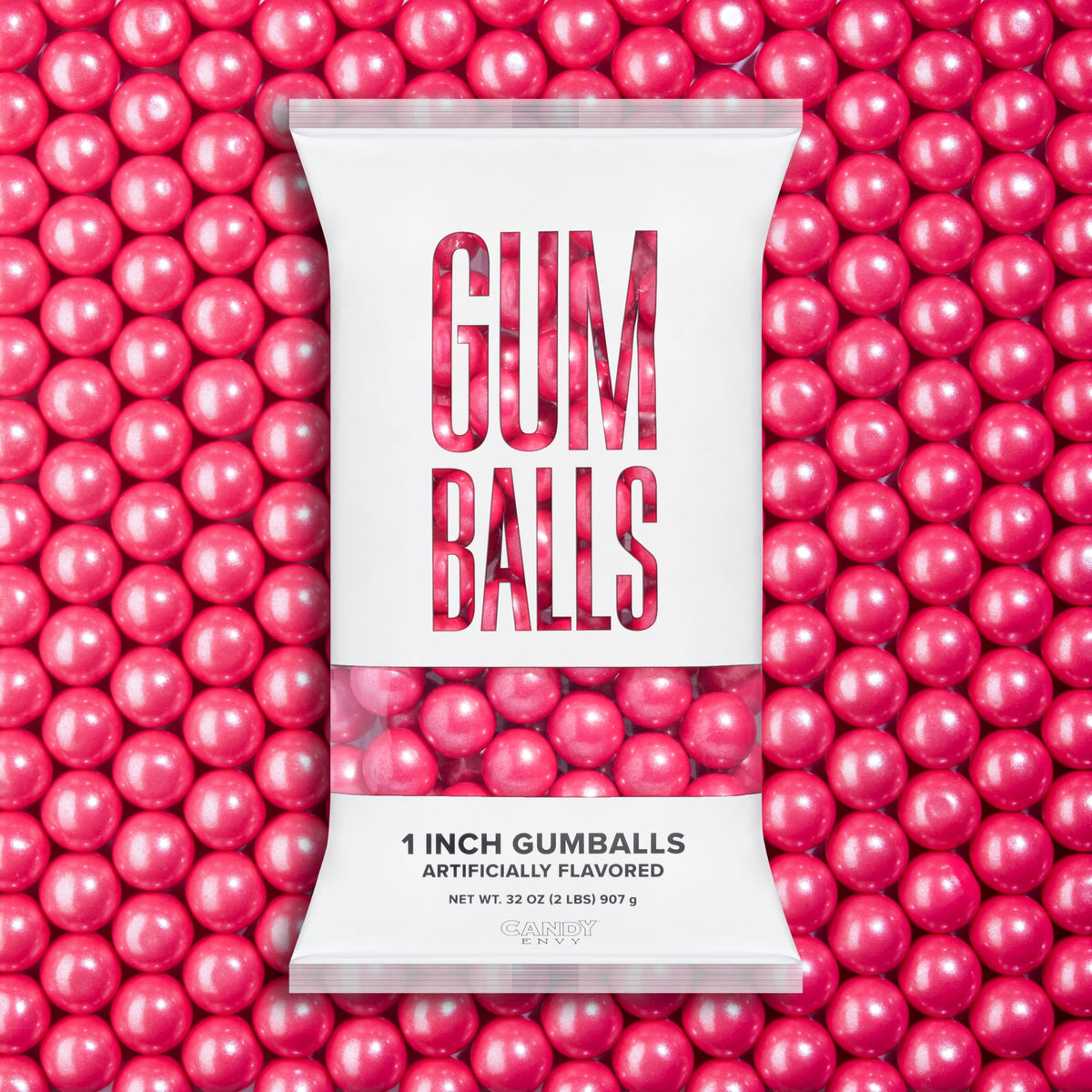 Large 1" Shimmer Pink Gumballs - 2 Pound Bag - Approximately 120 Gumballs Per Bag