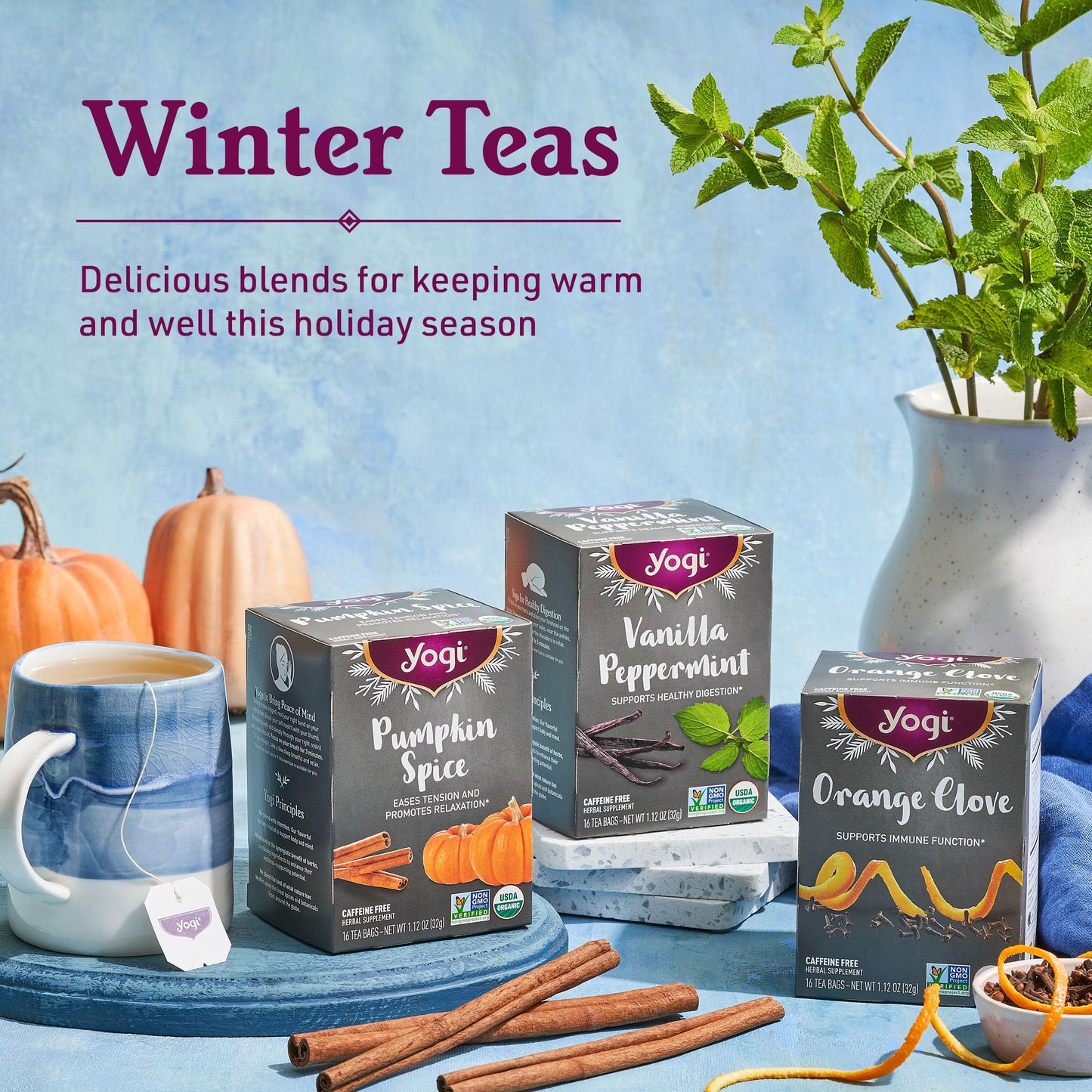 Yogi Tea Pumpkin Spice Tea - 16 Tea Bags per Pack (4 Packs) - Limited Edition Organic Pumpkin Spice Tea Bags - Perfect for the Holidays - Includes Cinnamon Bark  Cardamom Pod  Nutmeg Kernel & More