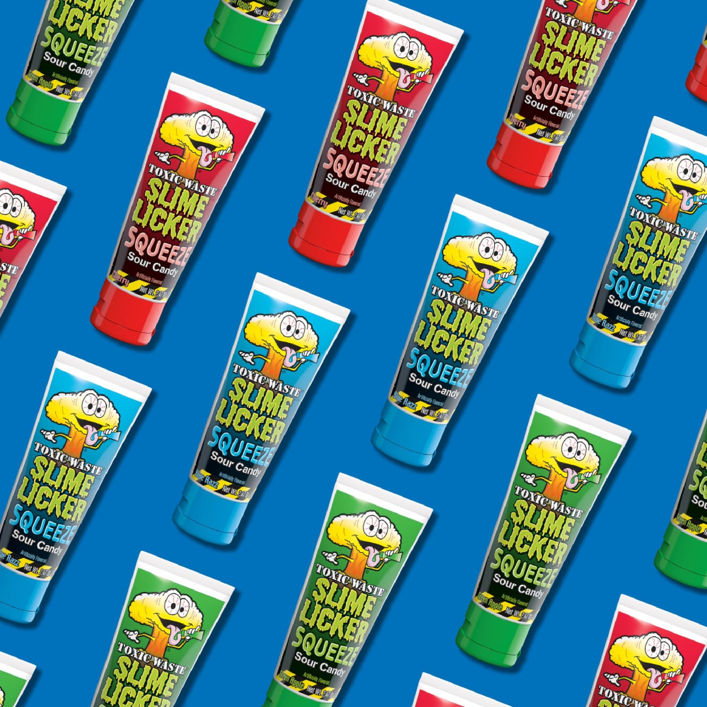 TOXIC WASTE - Slime Licker Squeeze - Sour Squeeze Slime Candy - Green Apple, Blue Razz, & Cherry Flavors - 2.47 oz. Tubes - 3 Pa