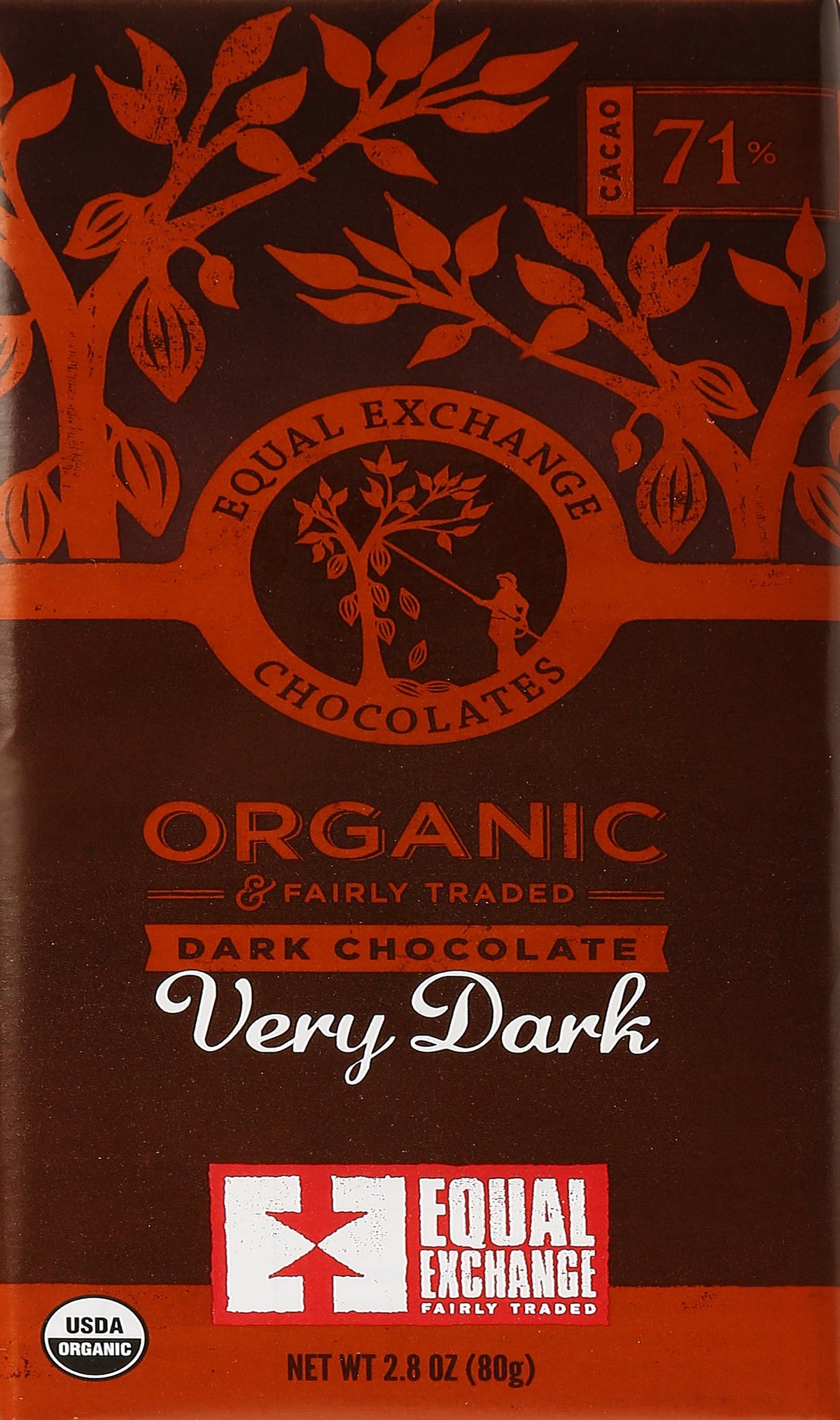 Equal Exchange Organic Chocolate Bar, Very Dark, 12 Count