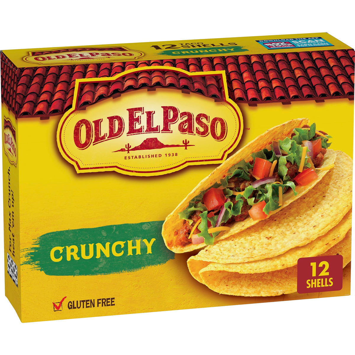 Old El Paso Crunchy Taco Shells, Gluten Free, Meal Prep, 12 Ct, 4.6 oz