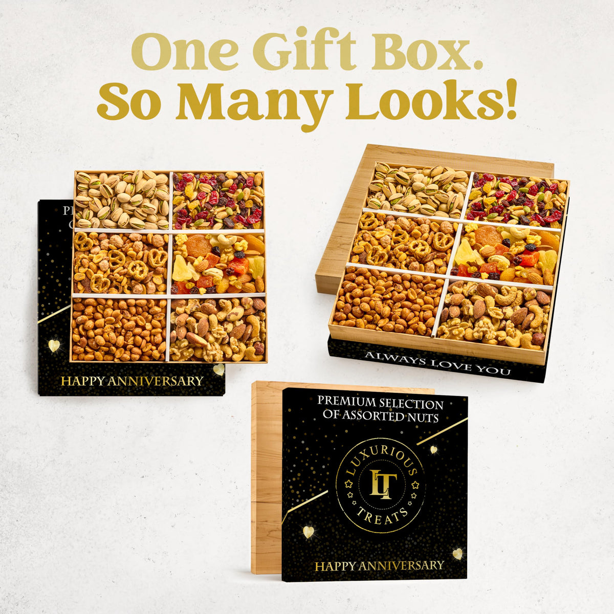 Dried Fruit And Nuts Gift Basket – Anniversary Ideas For Couples Gourmet Mixed Nuts Variety Pack, 6 Section Healthy Snack Tray, Wedding Gifts Box For Men And Women, Husband Wife Mature-Themeds
