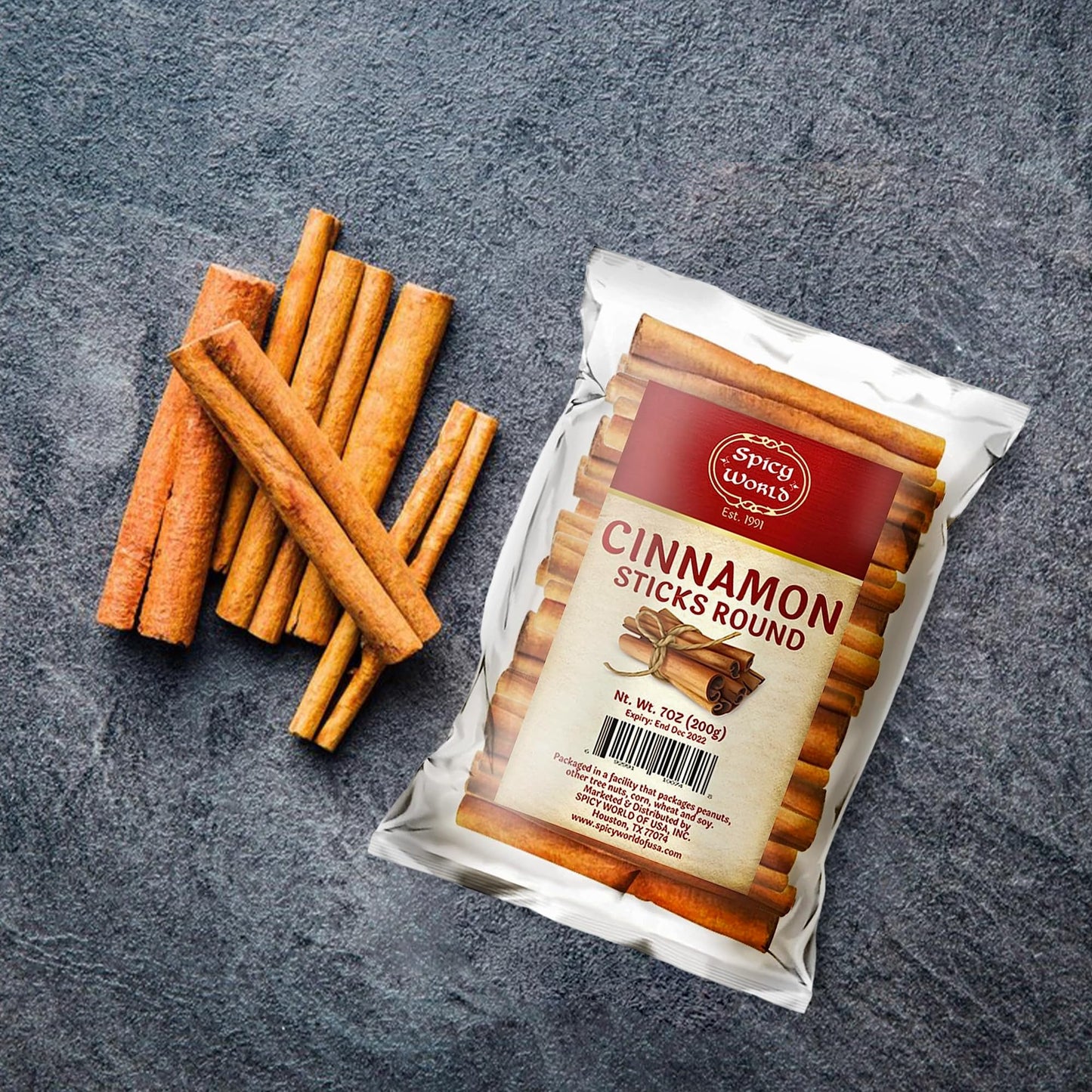 Spicy World Cinnamon Sticks 7 Ounce Bag - Perfect for Baking, Cooking & Beverages - 3+ Inches Length - Cassia Saigon Cinnamon fr