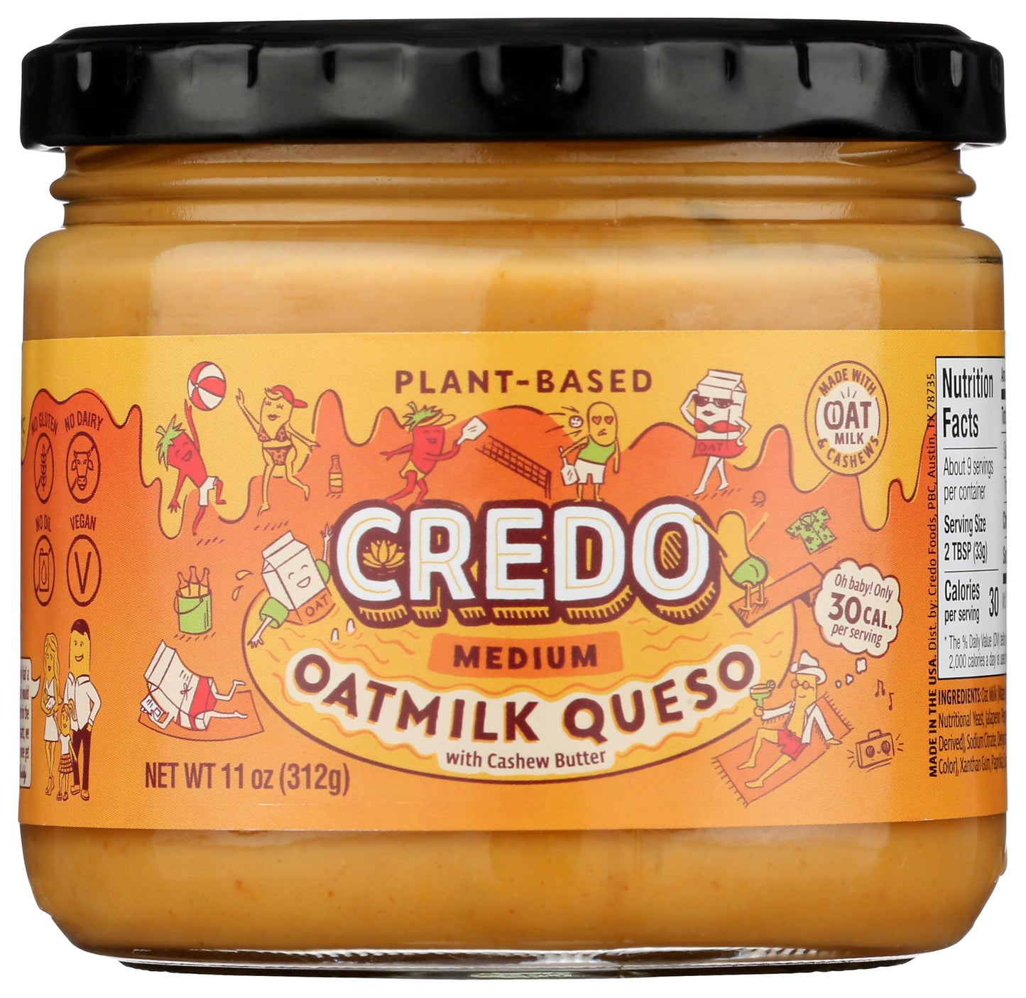 CREDO FOODS Medium Oatmilk Queso, 11 OZ