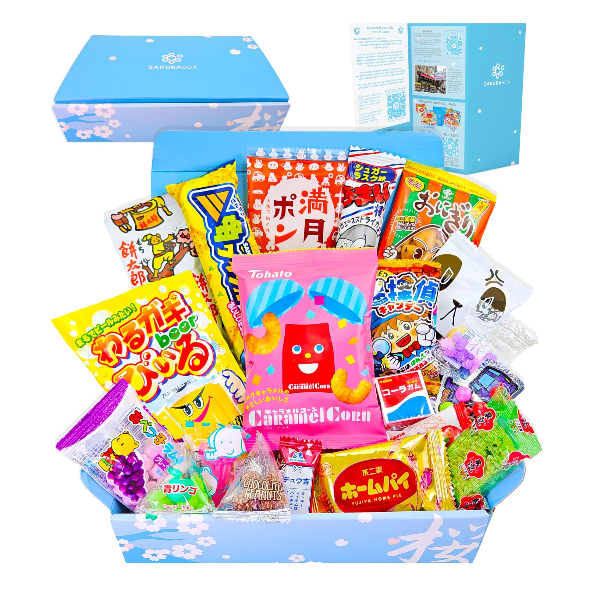 Sakura Box Japanese Snacks & Candy Set, 20 Piece Multicolor Dagashi Collection