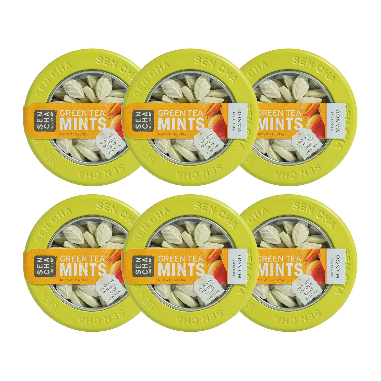 Sen Cha Naturals Green Tea Mints, Tropical Mango, 1.2 Oz (Pack Of 6)