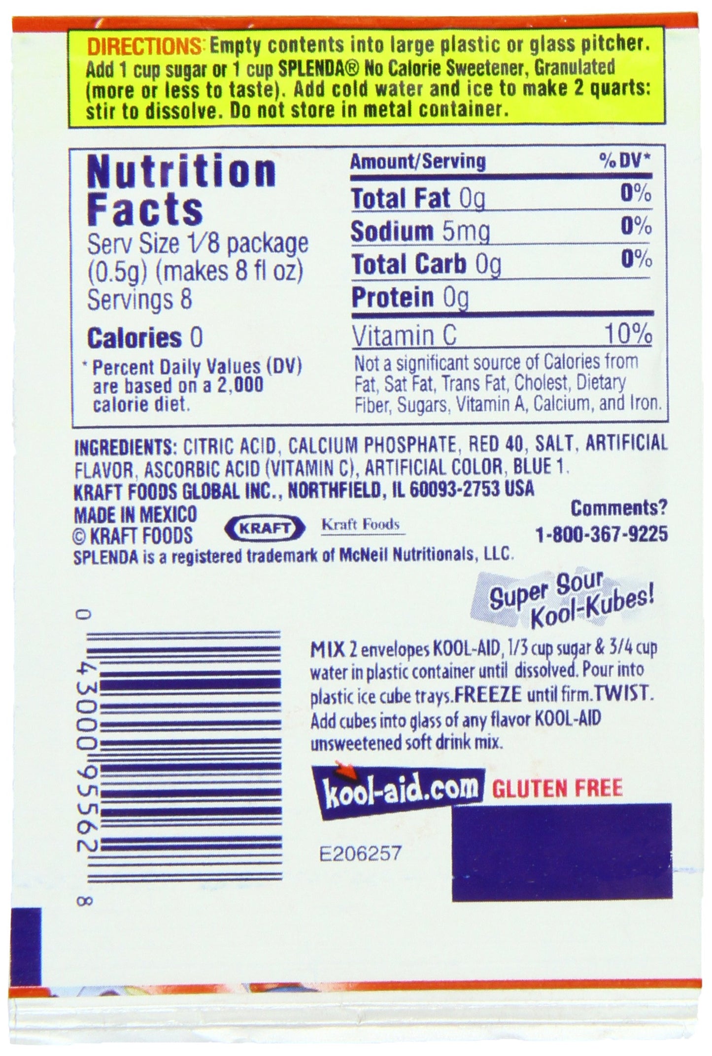 Kool-Aid Soft Drink Mix - Cherry Unsweetened, Caffeine Free, 0.13 oz/envelope, Pack of 15