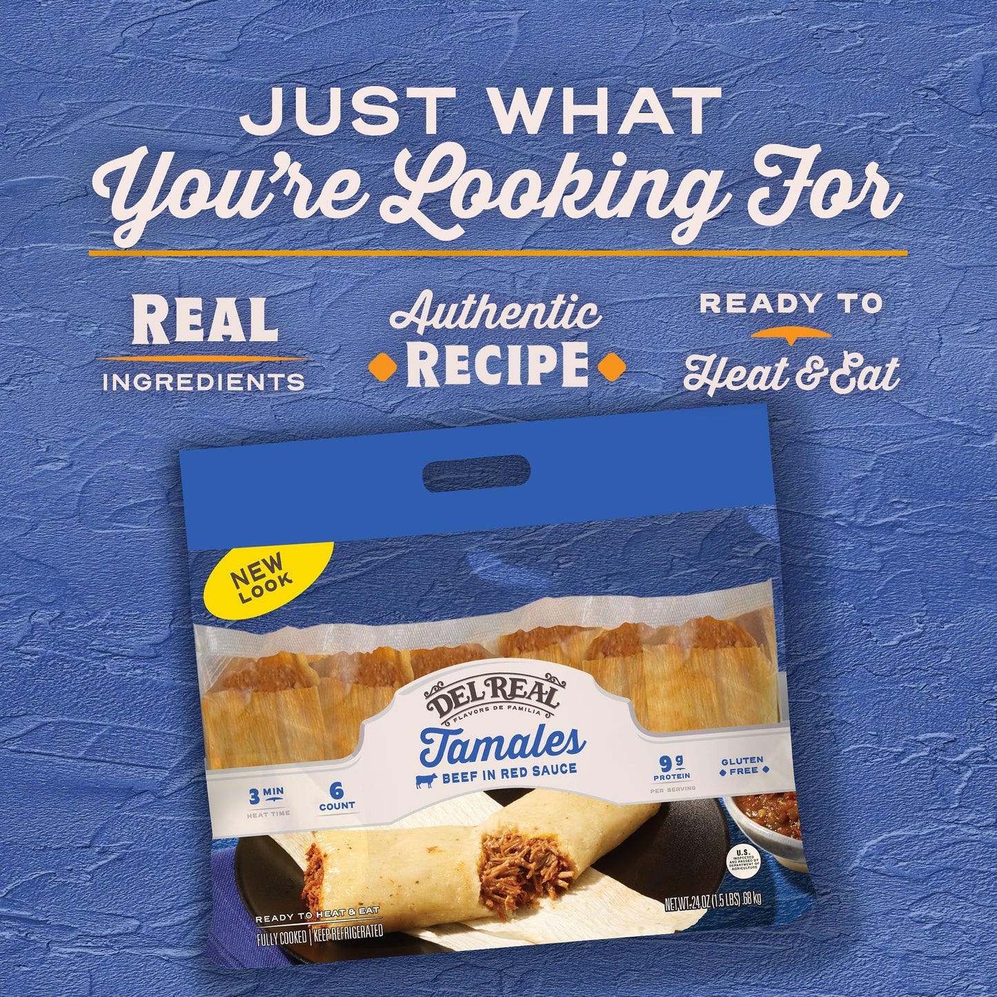 Del Real Foods Beef in Red Sauce Tamales, 6ct (24 Ounce)