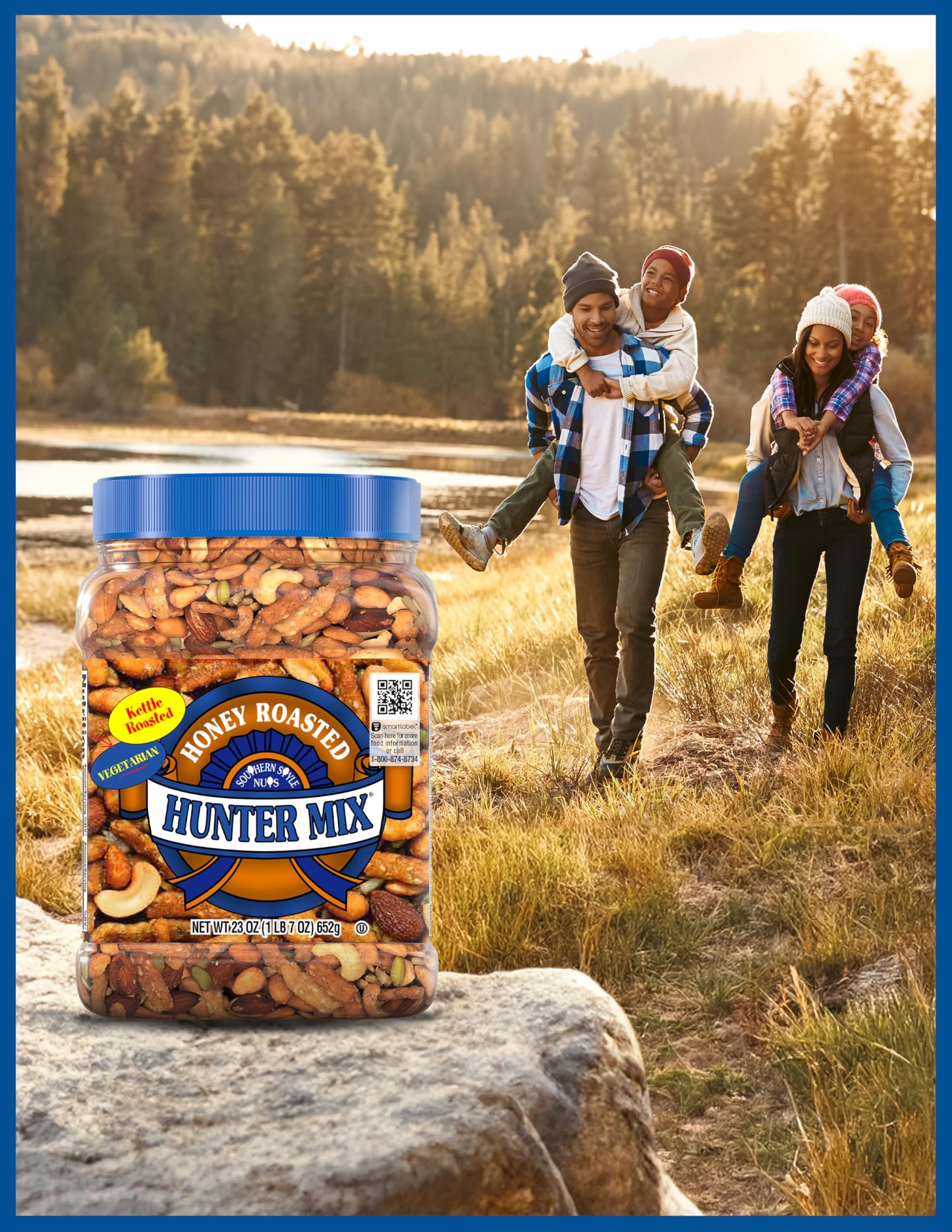 Southern Style Nuts Honey Roasted Hunter Mix, 23 Ounces, Sesame Sticks, Peanuts, Sunflower Kernels, Almonds, Cashews, and Pepita