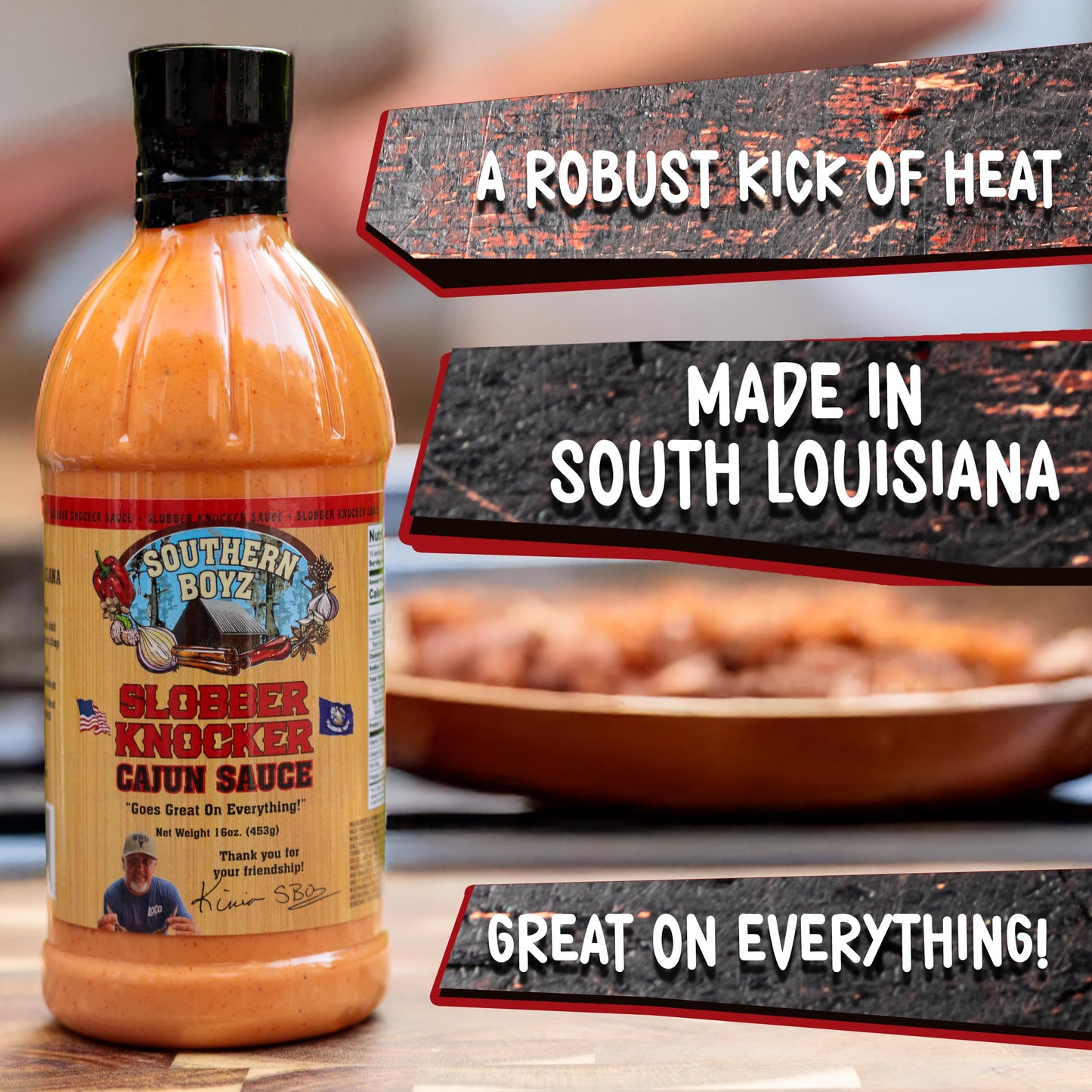 Southern Boyz Slobber Knocker Cajun Sauce - Authentic Louisiana-Style Cajun Condiments & Dipping Sauce, 16 oz