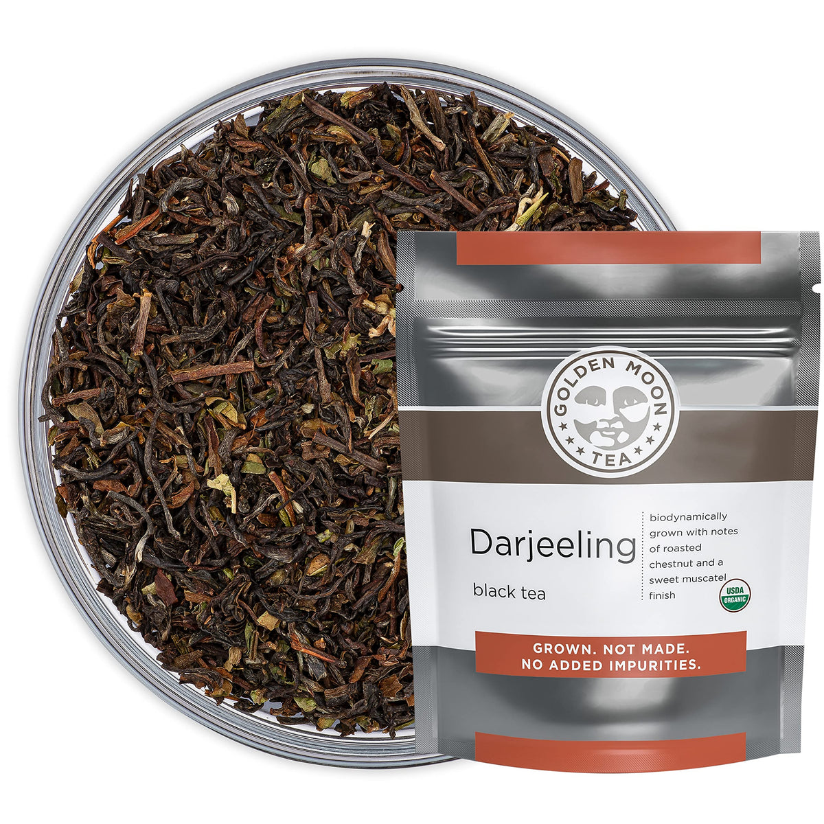 Golden Moon Tea Organic Darjeeling Black Tea Loose Leaf - 1 Pound, Non-GMO, 192 Servings