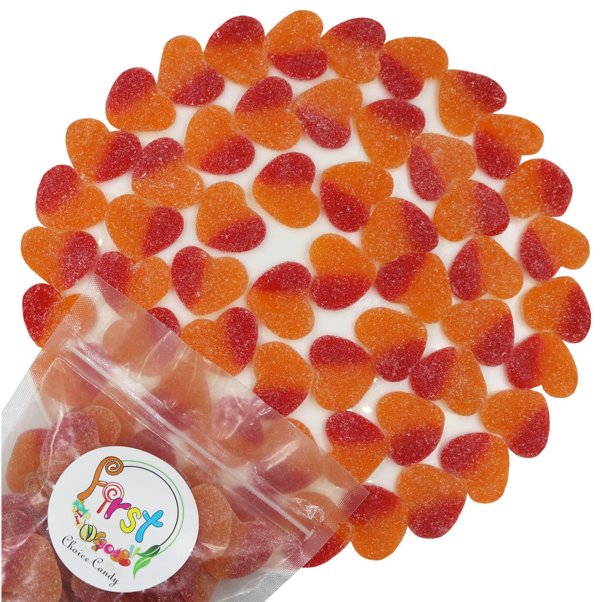 FirstChoiceCandy Gummy Fruit Candy (Sour Peachy Valentine Hearts, 2 Pound (Pack of 1))