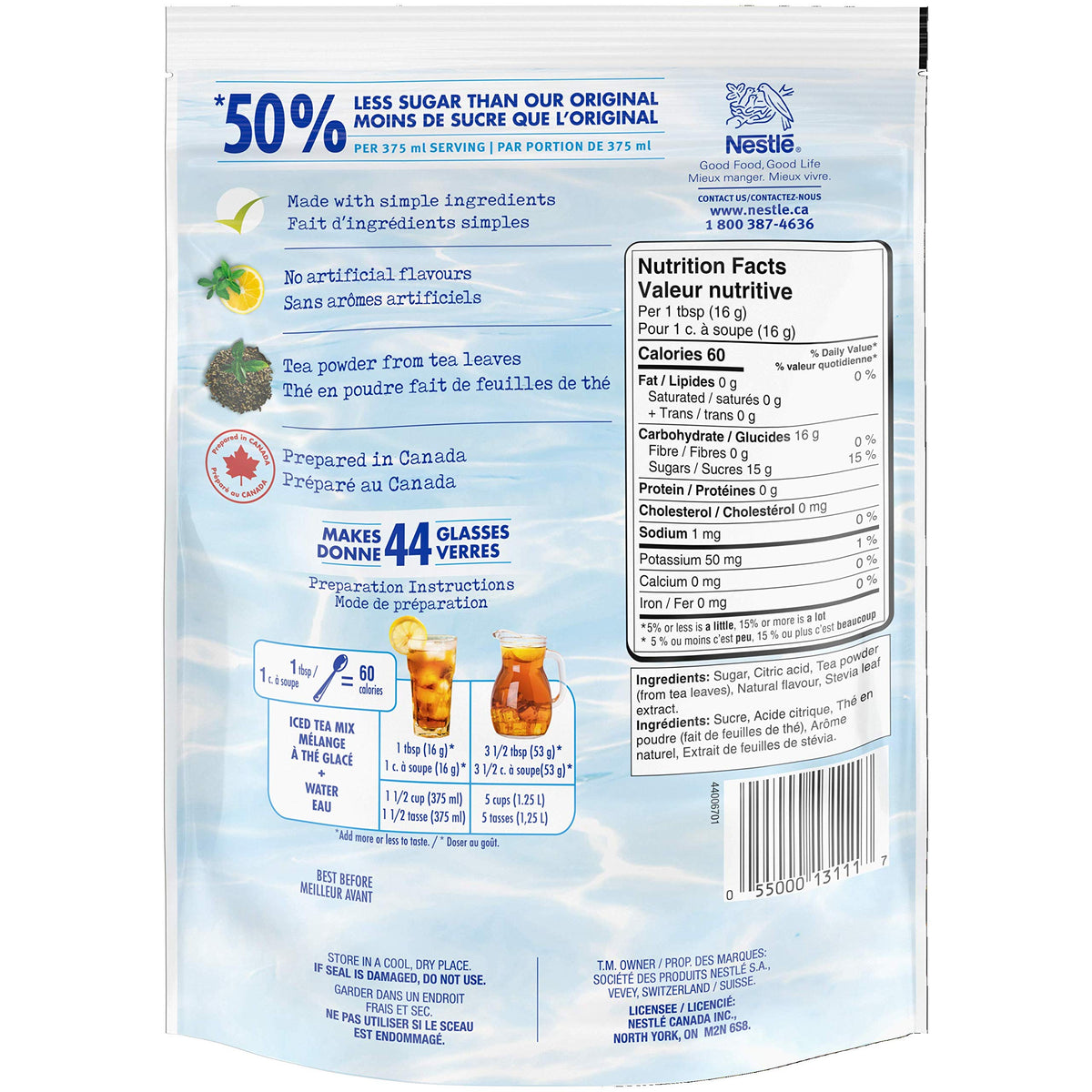 Nestea Lemon Iced Tea Mix, 715G/25.2 Oz., Pouch (Imported From Canada)