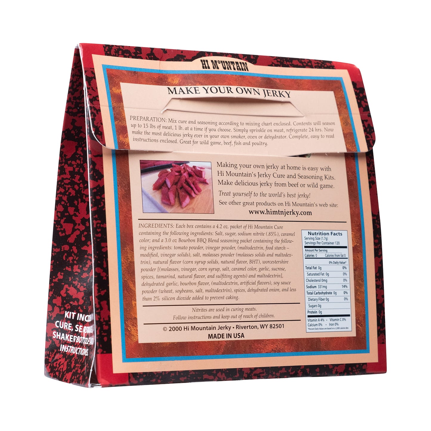 Hi Mountain Jerky Seasoning and Cure Kit, spirit-inspired flavor BBQ Blend, 8 Ounce, for Beef, Deer, Elk, and Venison, Season up to 15lbs.
