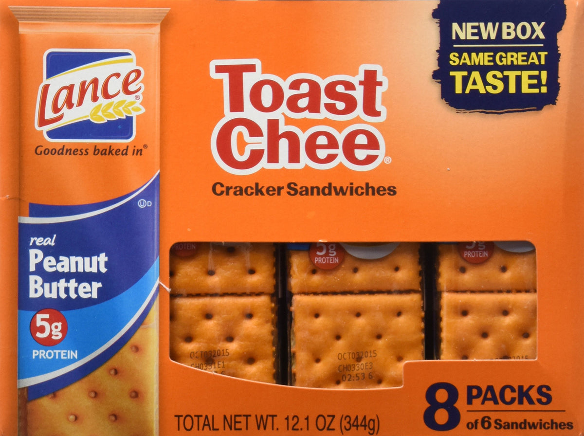 Lance Cracker Sandwiches On-The-Go Packs - Toast Chee with Peanut Butter - 1.5 oz - 8 Count