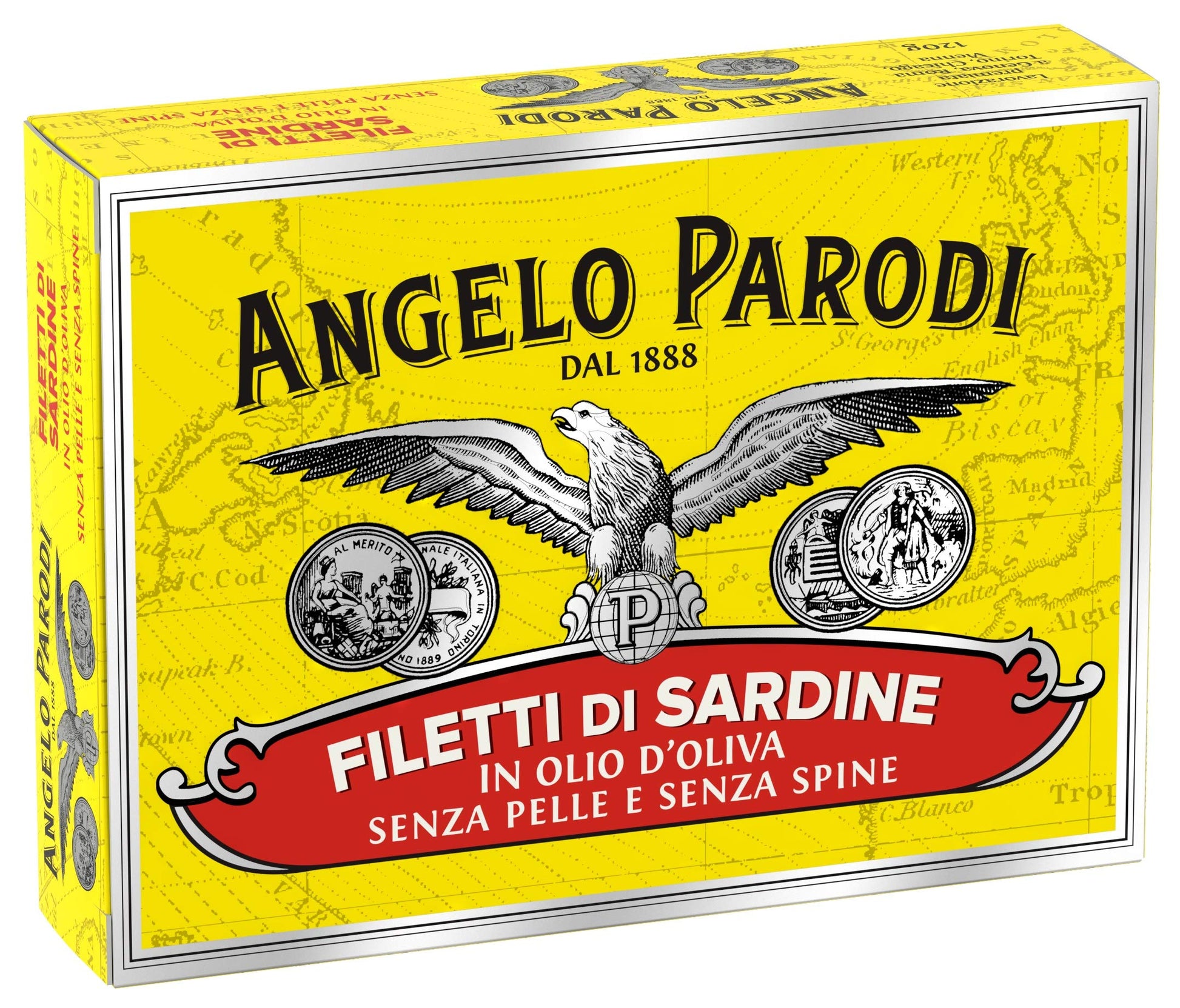 Angelo Parodi Sardines Fillets in Olive Oil, Boneless & Skinless, 10 Pack, 3.7 oz Cans, Imported from Italy