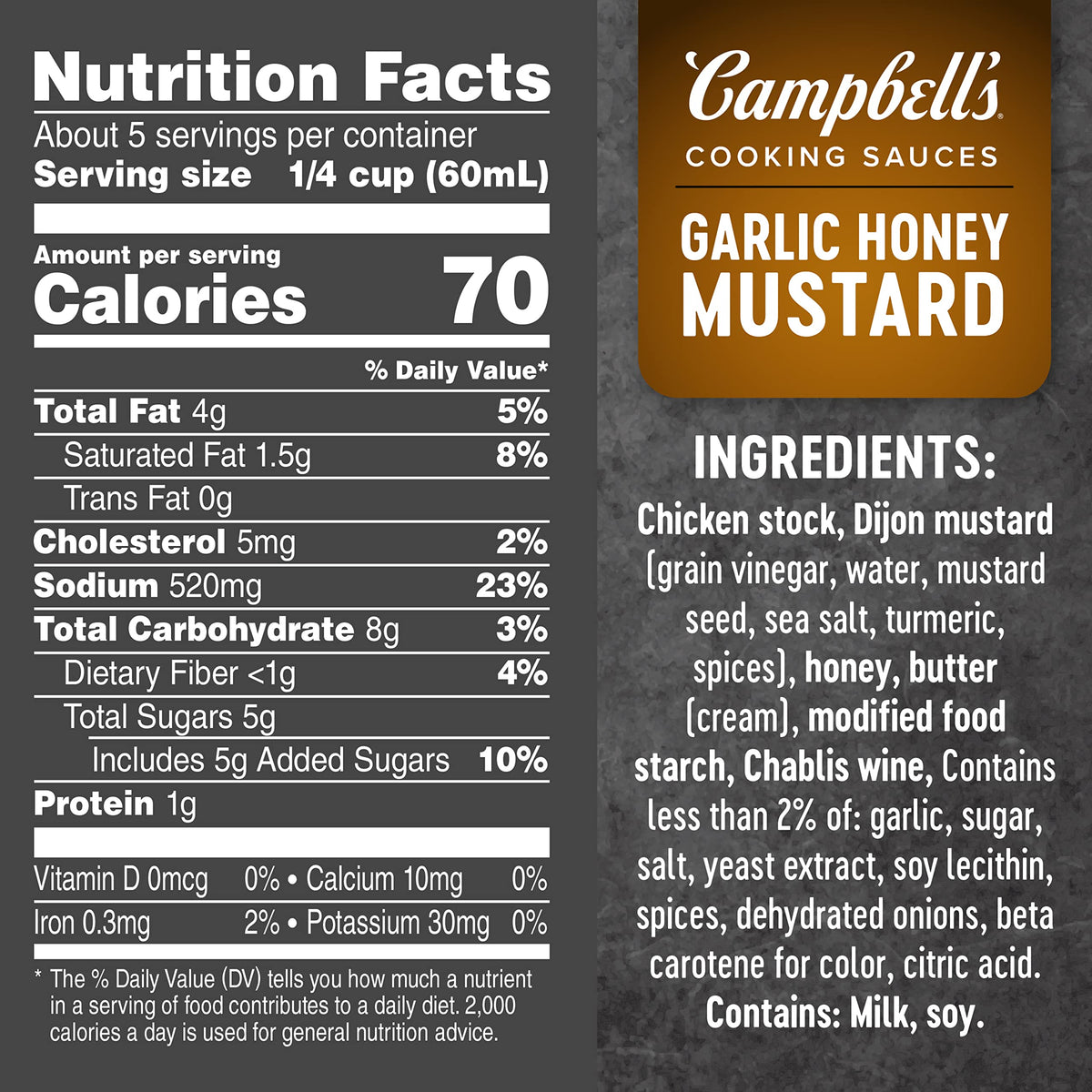 Campbells Cooking Sauces, Garlic Honey Mustard Sauce, 11 Oz Pouch