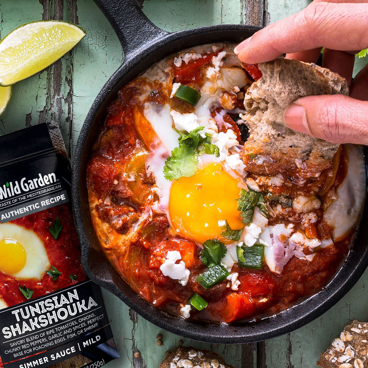 Wild Garden Ready-To-Use Marinade  Gourmet Tunisian Shakshouka Simmer Sauce  Authentic Recipe with No Additives  No Preservatives  Perfect for Eggs! 7.05oz (Pack of 6)
