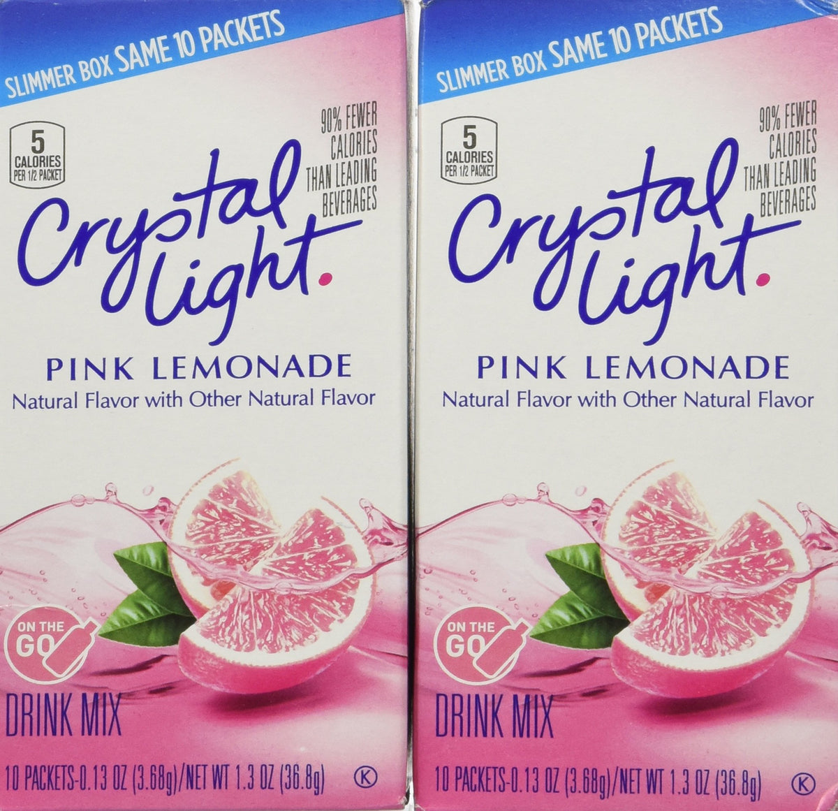 Crystal Light On The Go Pink Lemonade Drink Mix, 10 ct, pack of 2