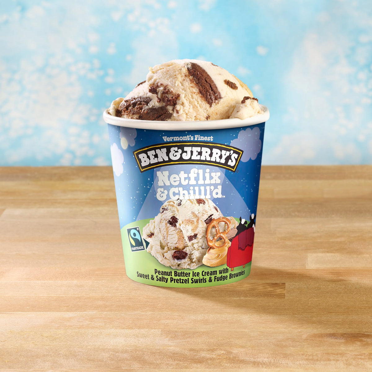 Ben & Jerrys Netflix & Chillld Peanut Butter Ice Cream Pint Non-GMO 16 oz