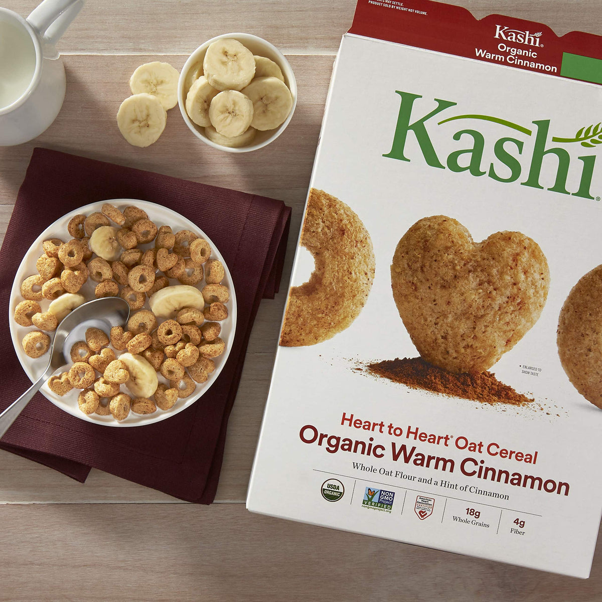 Kashi Heart To Heart Organic Warm Cinnamon Oat Cereal - Kosher, 12 Oz Box