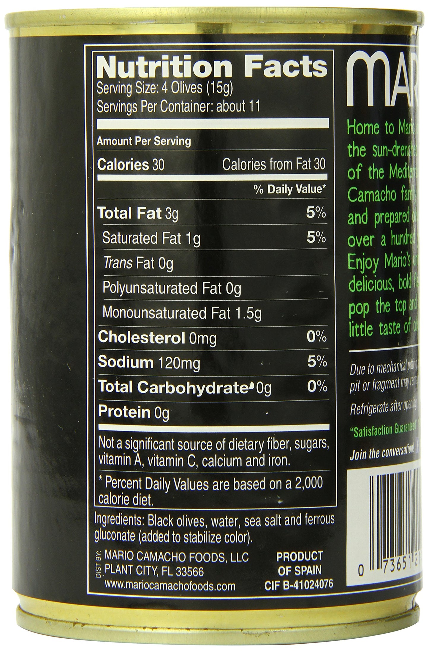 Mario Olive-Large Ripe, 6 Ounce (Pack Of 12)