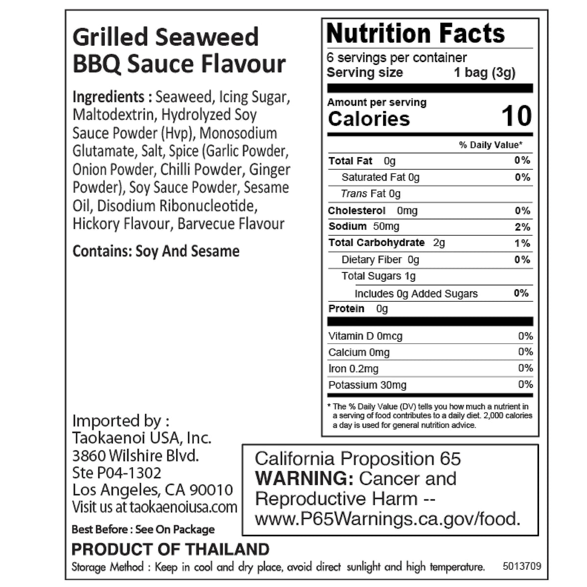 Tao Kae Noi Grilled Sea  Snacks, BBQ Flavor, 6 Count, 3g Bags, Healthy Nori Rolls for Kids and mature-themeds