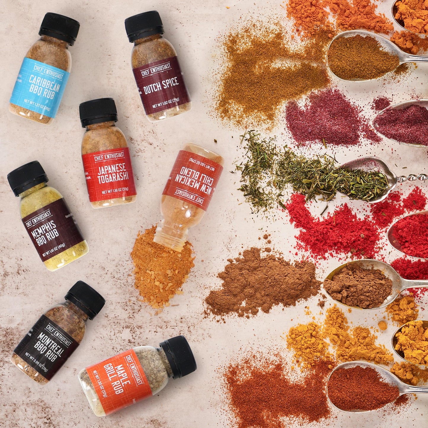 Chef Enthusiast Grilling Spices & Seasoning Set - 24 Gourmet BBQ Spice Rubs - 1 Ounce (Pack of 24) - Kosher Gift Set