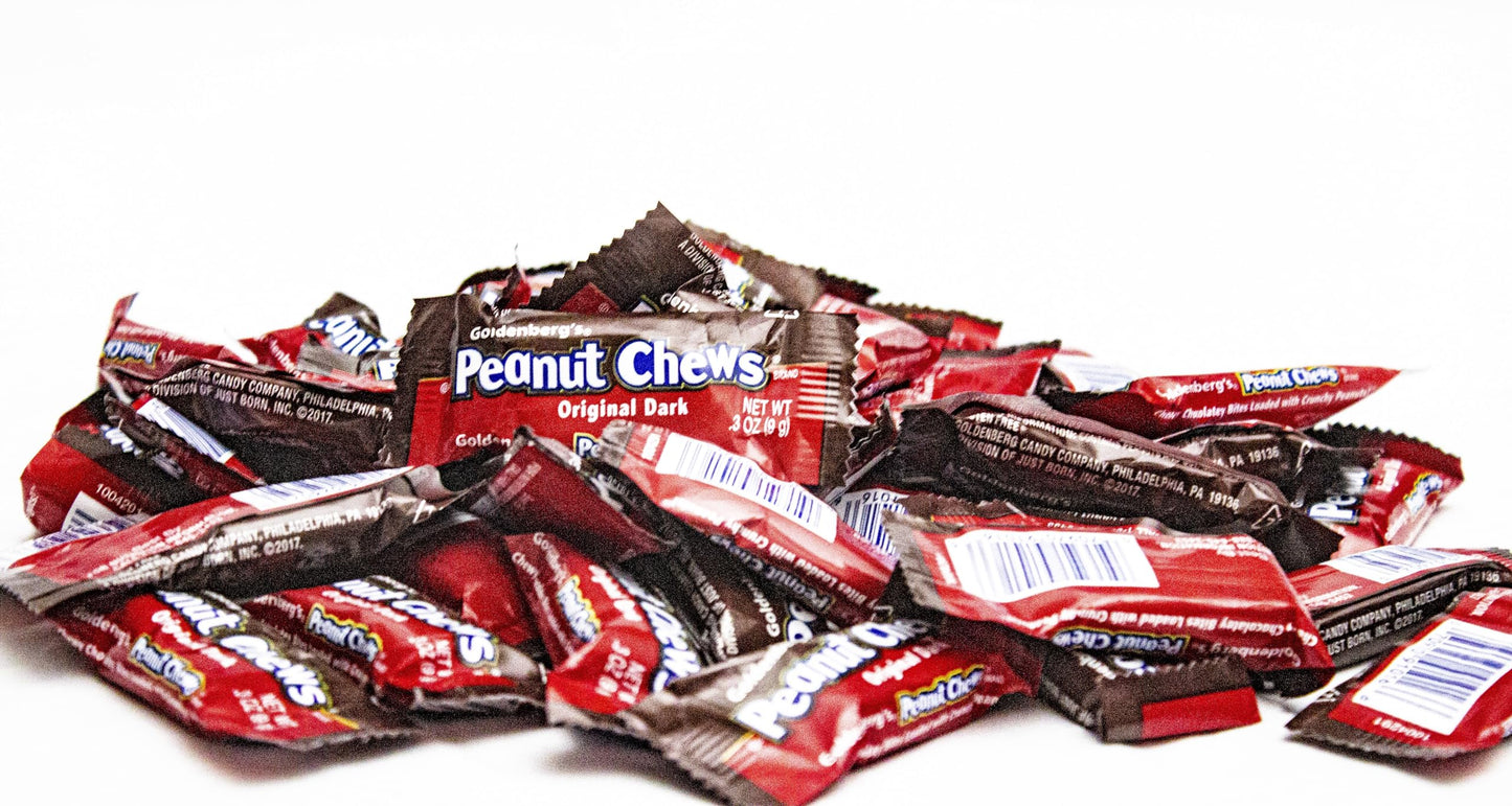 Goldenberg'S Peanut Chews - 1.5 Lbs Original Dark Chocolate Mini Wrapped Candy Bars