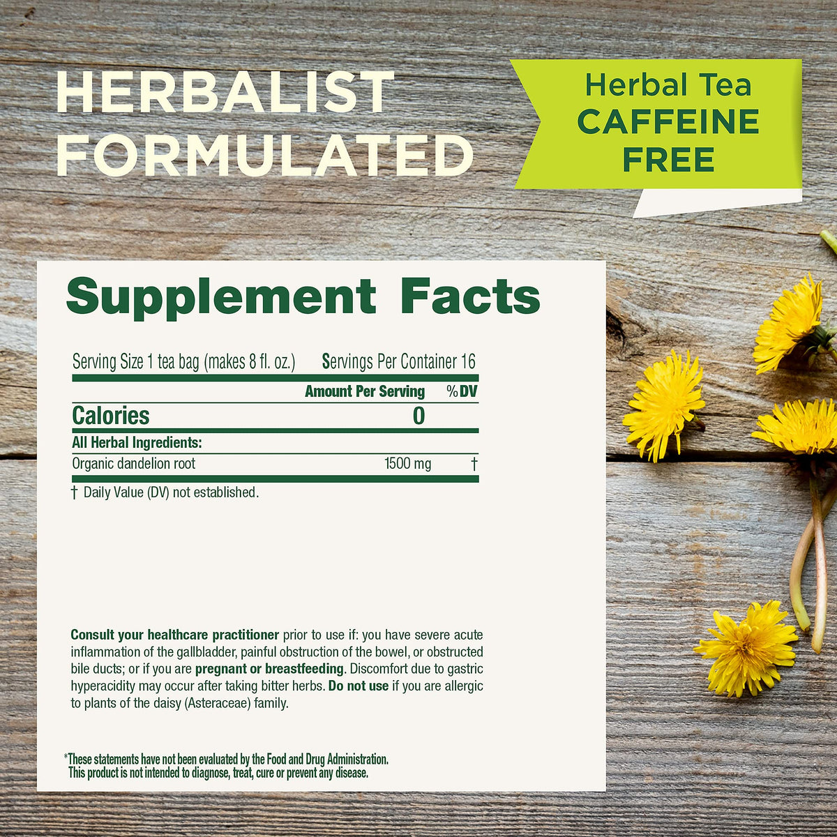 Traditional Medicinals Roasted Dandelion Root Herbal Tea, 16 ct