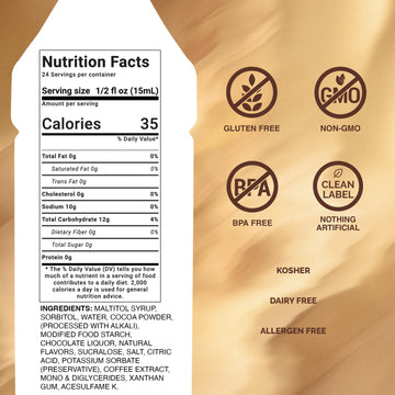 Monin Sugar Free Dark Chocolate Sauce, Velvety & Rich, 12 Fl Oz, Gluten-Free