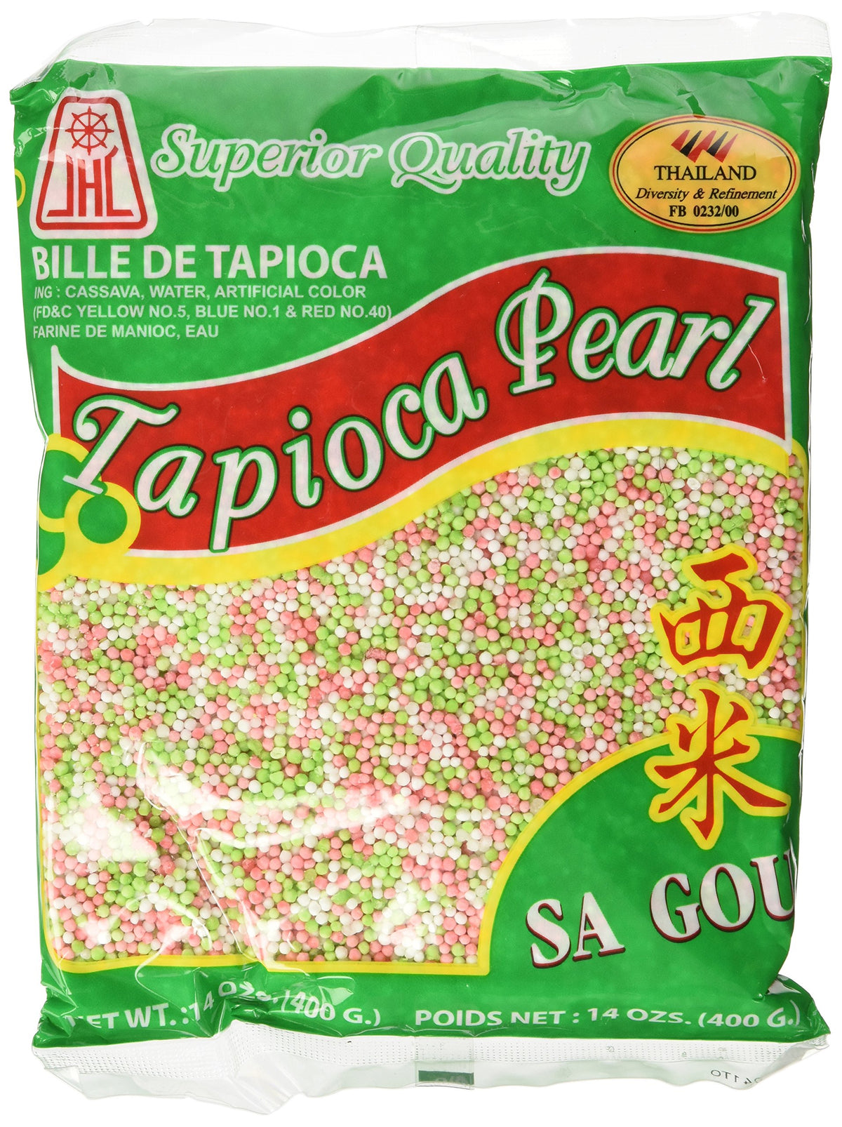 Tapioca Pearls, Tapioca Balls, Tapioca Pearls Small 14 Oz. Bags, Made From Cassava, Gluten-Free (3 Pack) (Rainbow)
