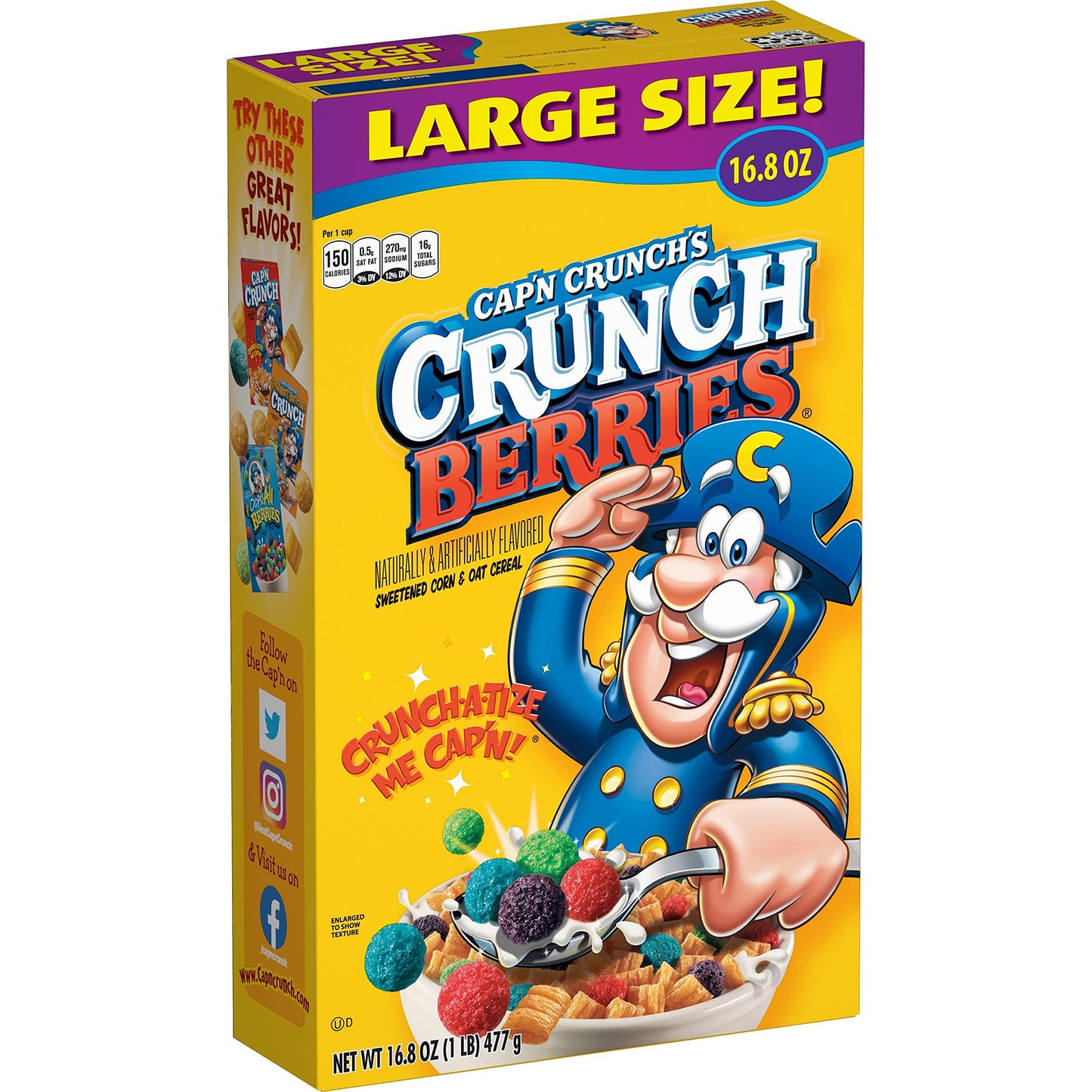 Capn Crunch Cereal, Crunch Berries, 16.8oz Box