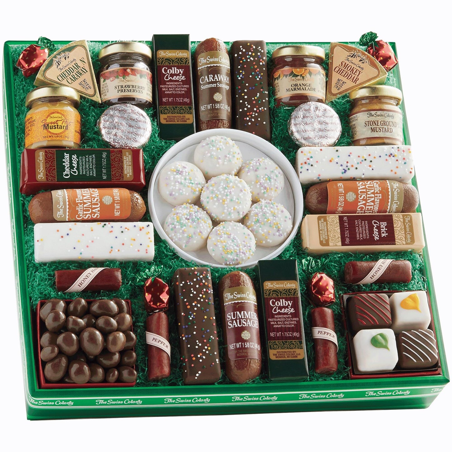The Swiss Colony 27 Spring Favorites Food Gift Set, Summer Sausage Meats and Cheeses, Gift Basket, Cheese for Charcuterie Board,
