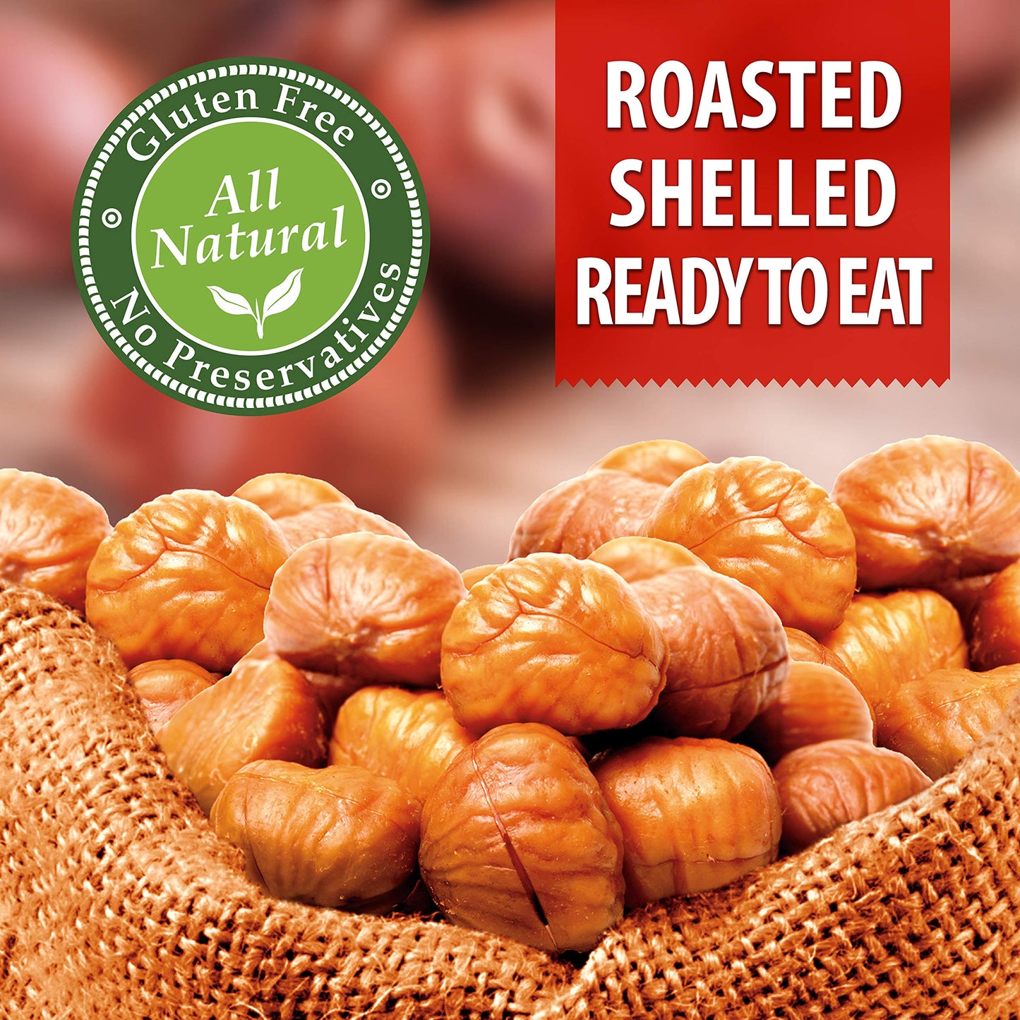 Galil Organic Roasted Chestnuts Pack of 12 Shelled & Ready to Eat - Gluten Free, Vegan, Organic, Non-GMO, Kosher Snacks - Great