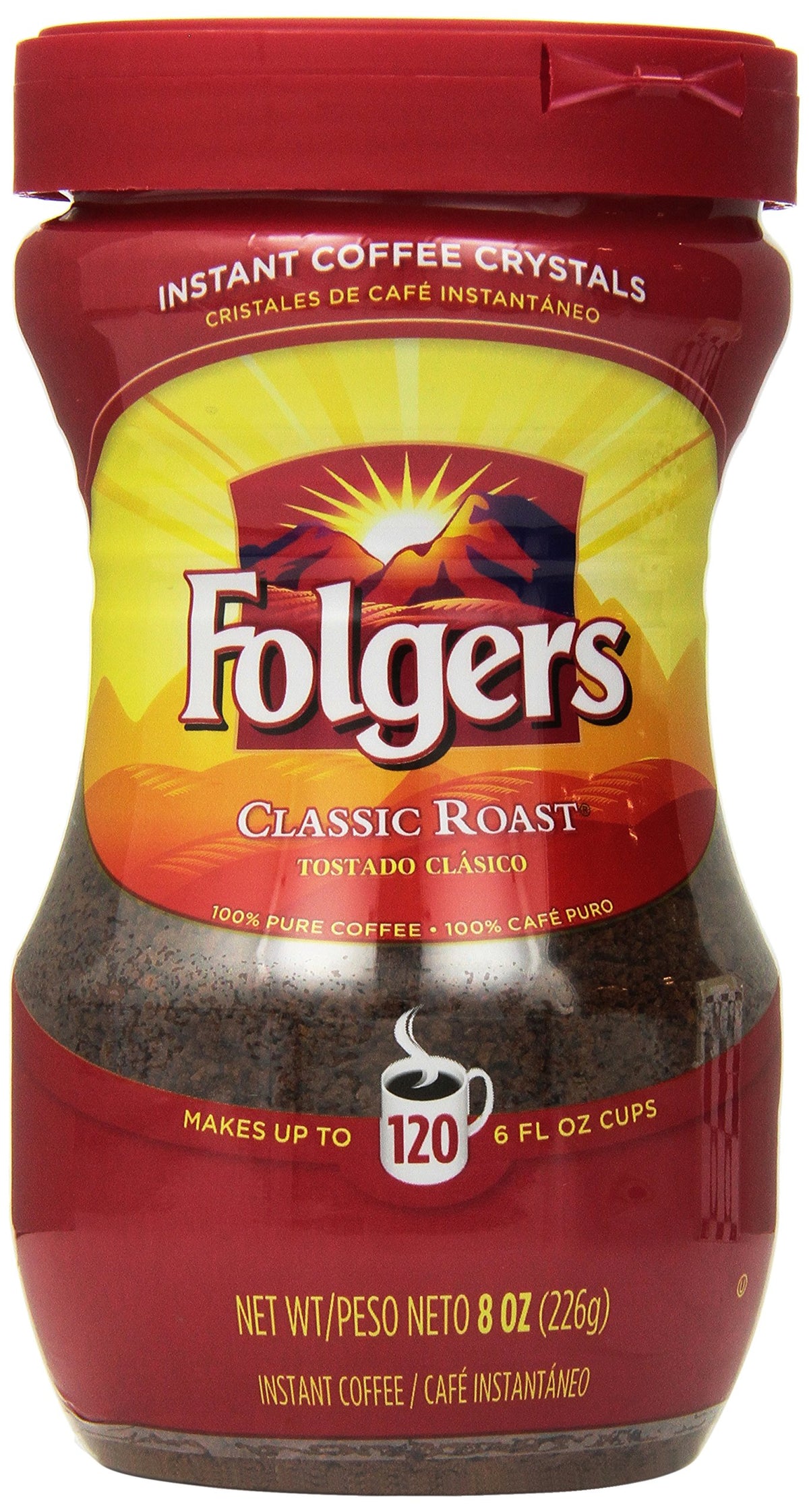 Folgers Classic Roast Instant Coffee, 8 Ounce (Pack Of 3)
