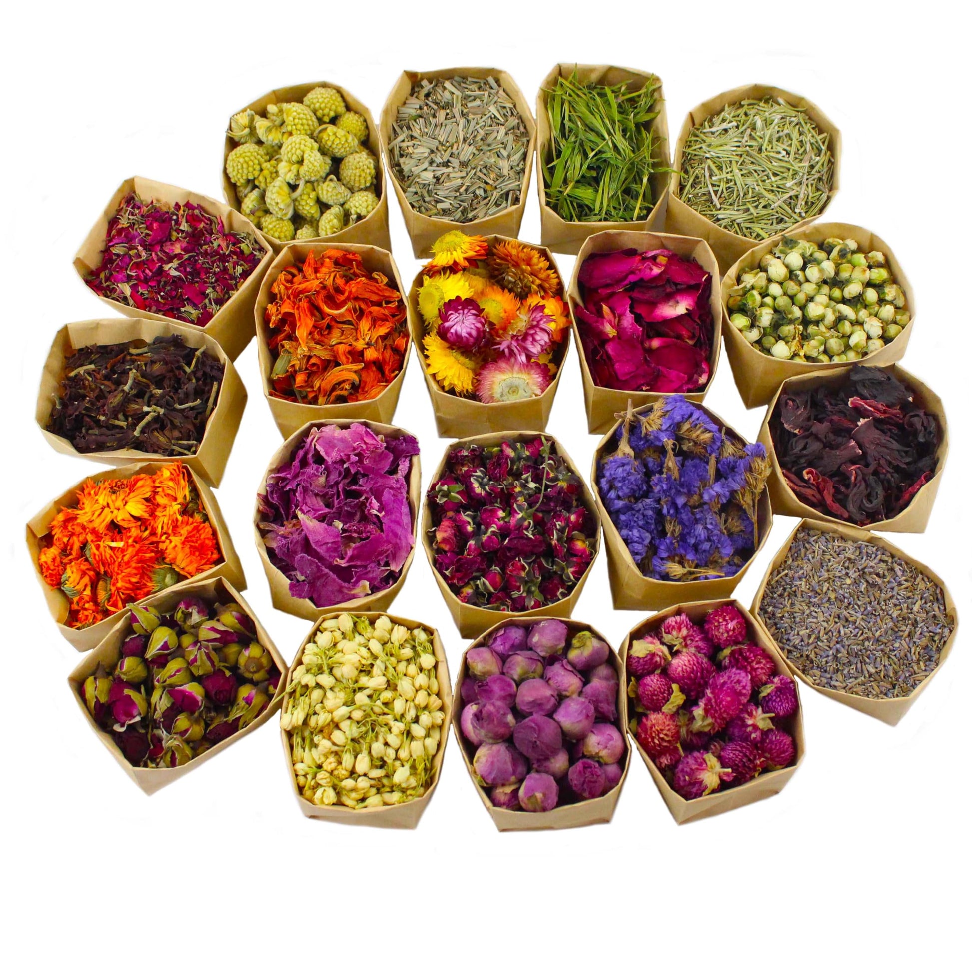 Oameusa Organic Dried Flowers Tea - 20 Pack, 0.28oz - Gluten-Free, Non-GMO, Caffeine-Free, Includes Lemon, Lavender, Pink Rose, Jasmine