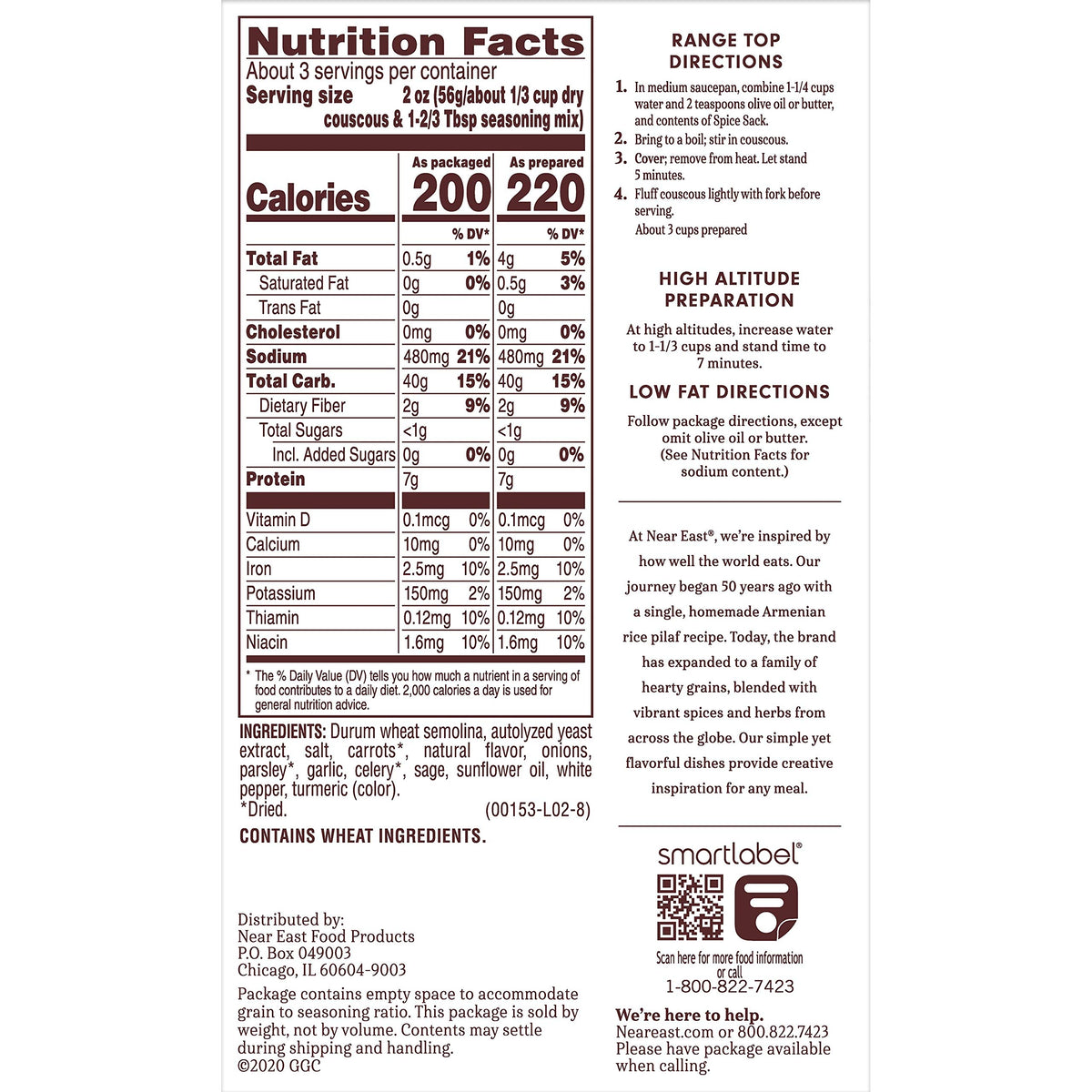 Near East Couscous Mix, Herbed Chicken, 5.7Oz Box