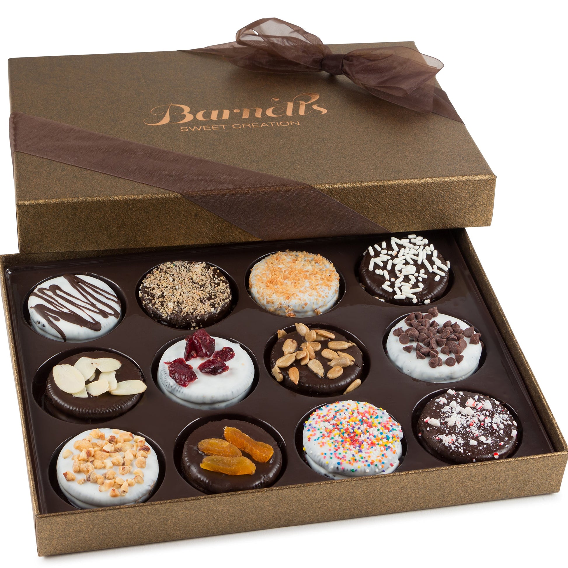 Barnetts Fine Biscotti Chocolate Valentines Cookies Gift Basket, 12 Count, Gourmet Candy Gift Box for Friends & Co-workers