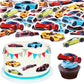 Cyodoos 45PCS Edible Wafer Paper Race Car Cupcake Toppers Car Party Decoration Drink Topper Birthday Party Supplies Car Themed P