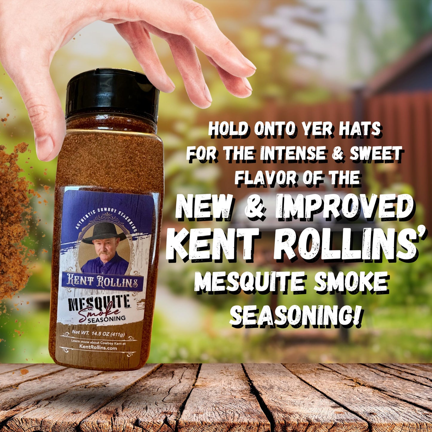 Kent Rollins Mesquite Smoke Seasoning - Gluten Free Meat Rub - Ancho Chile & Sweet Smoke Flavor - 14.5 oz