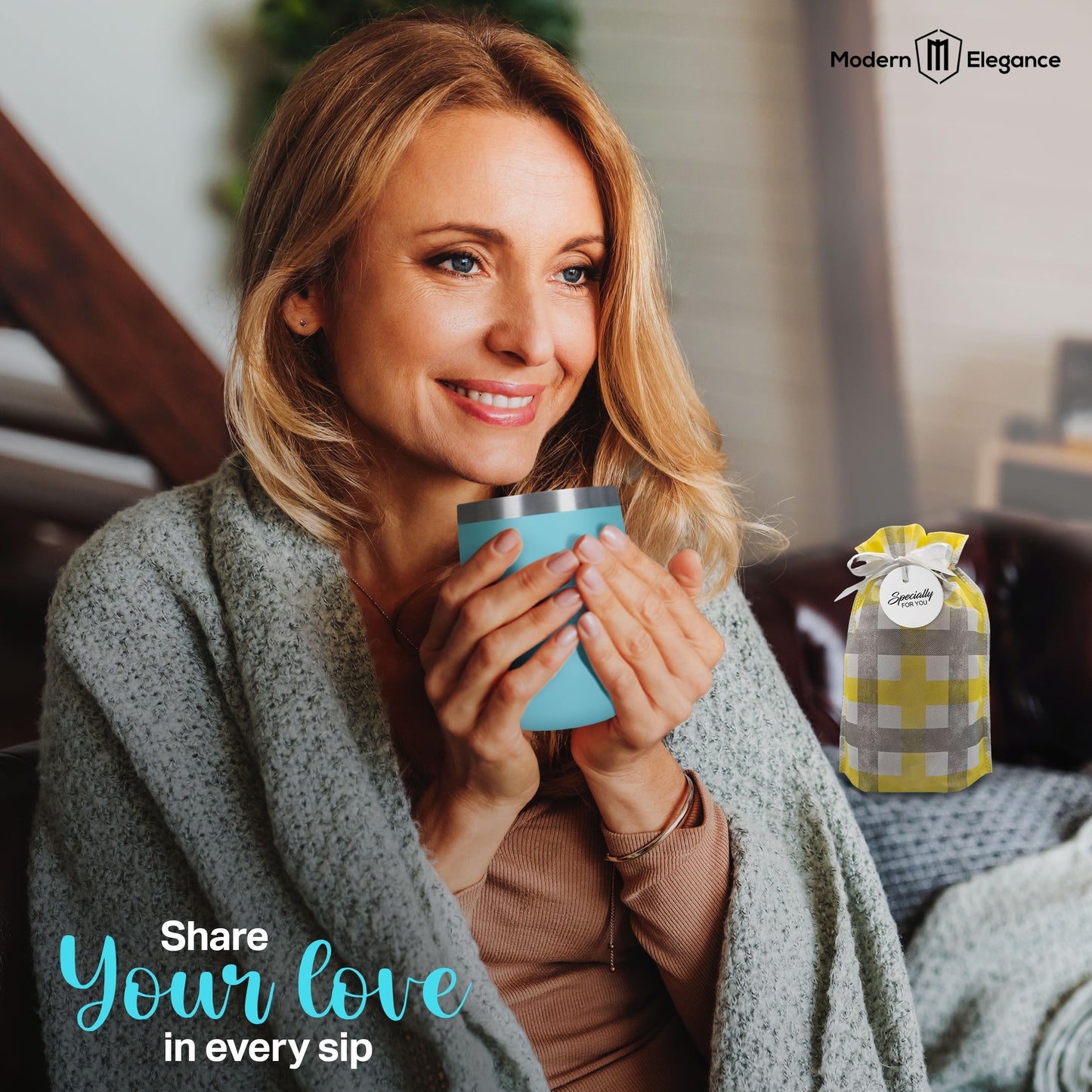 Modern Elegance Tea Gift Set for Mothers Day - Assorted Teas, Elegant Mug & Honey, Teal