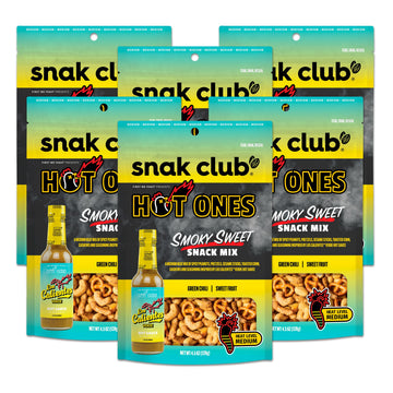 Snak Club x Hot Ones Smoky Sweet Snack Mix, Spicy Snacks with Peanuts, Pretzels, Sesame Sticks, Toasted Corn & Cashews, Inspired