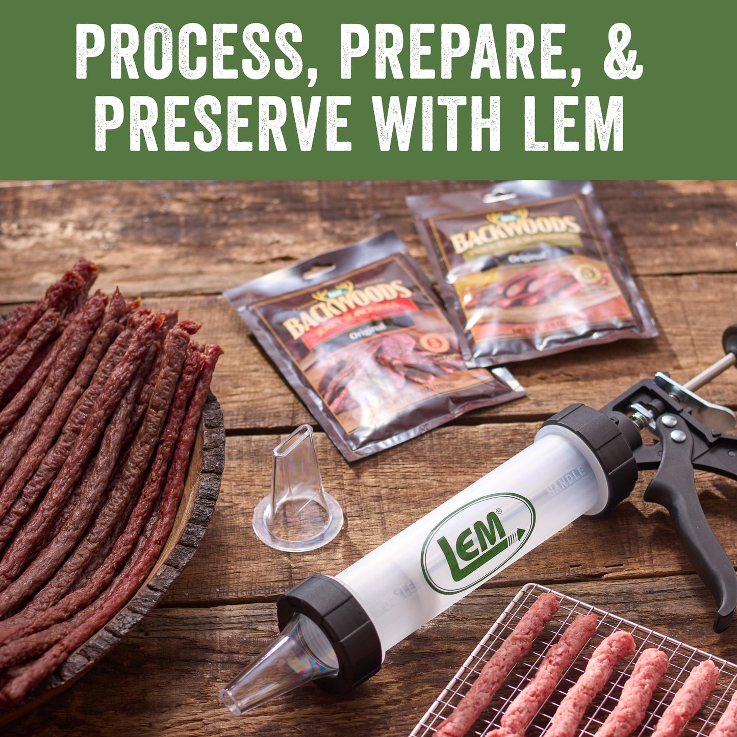 Lem Products Backwoods Cajun Jerky Seasoning, Ideal For Wild Game And Domestic Meat, Seasons Up To 25 Pounds Of Meat, 22.2 Ounce Packet With Pre-Measured Cure Packet Included