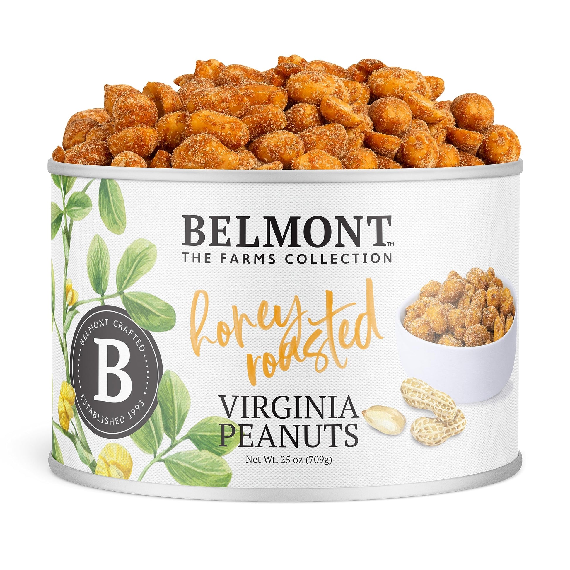 Belmont Peanuts Gourmet Honey Roasted Peanuts, 25 oz, 8 Simple Ingredients, No Preservatives, 6g Protein Snack