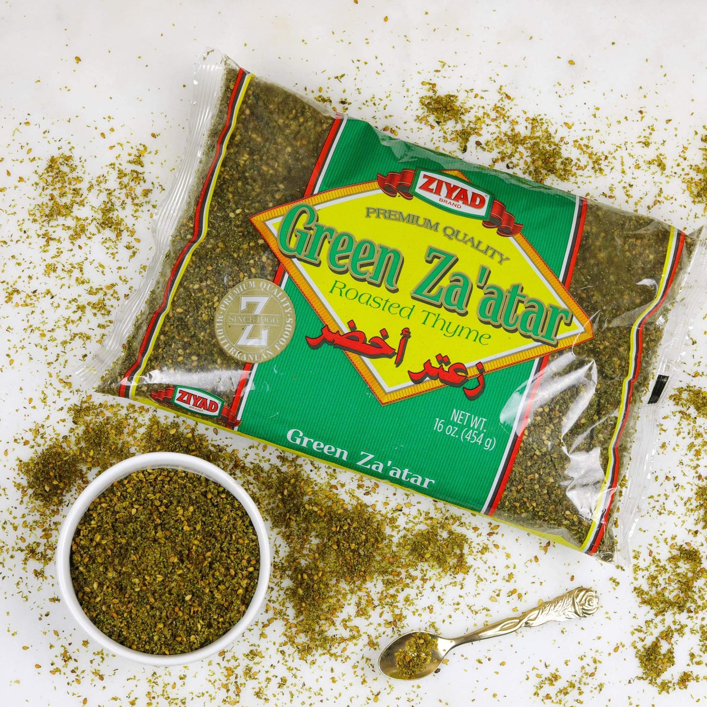Ziyad Premium Green Zaatar Spice Blend, Flavorful, 16 oz, No Additives, No MSG