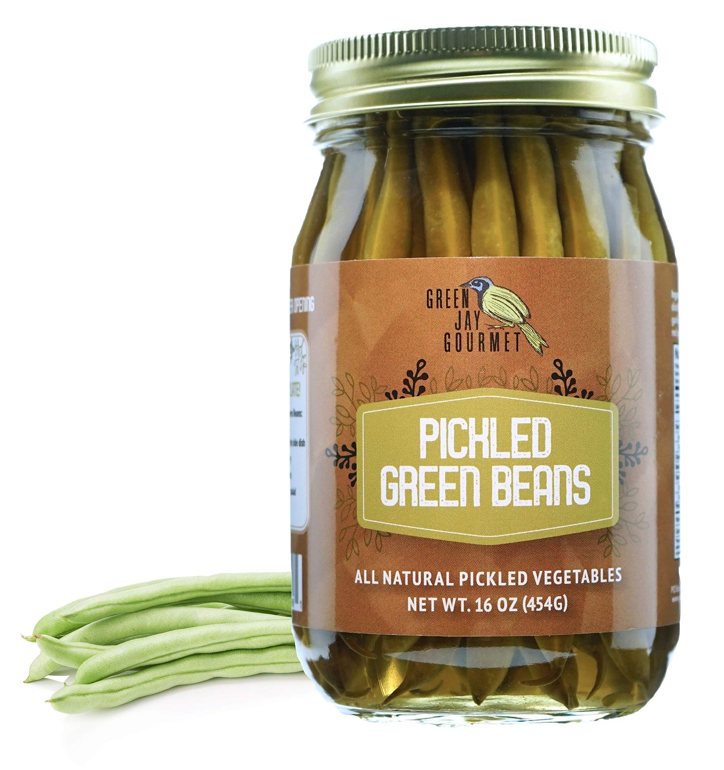 Green Jay Gourmet Pickled Green Beans in a Jar - Fresh Hand Jarred Vegetables for Cooking & Pantry - Home Grown Pre-Prepared Pic