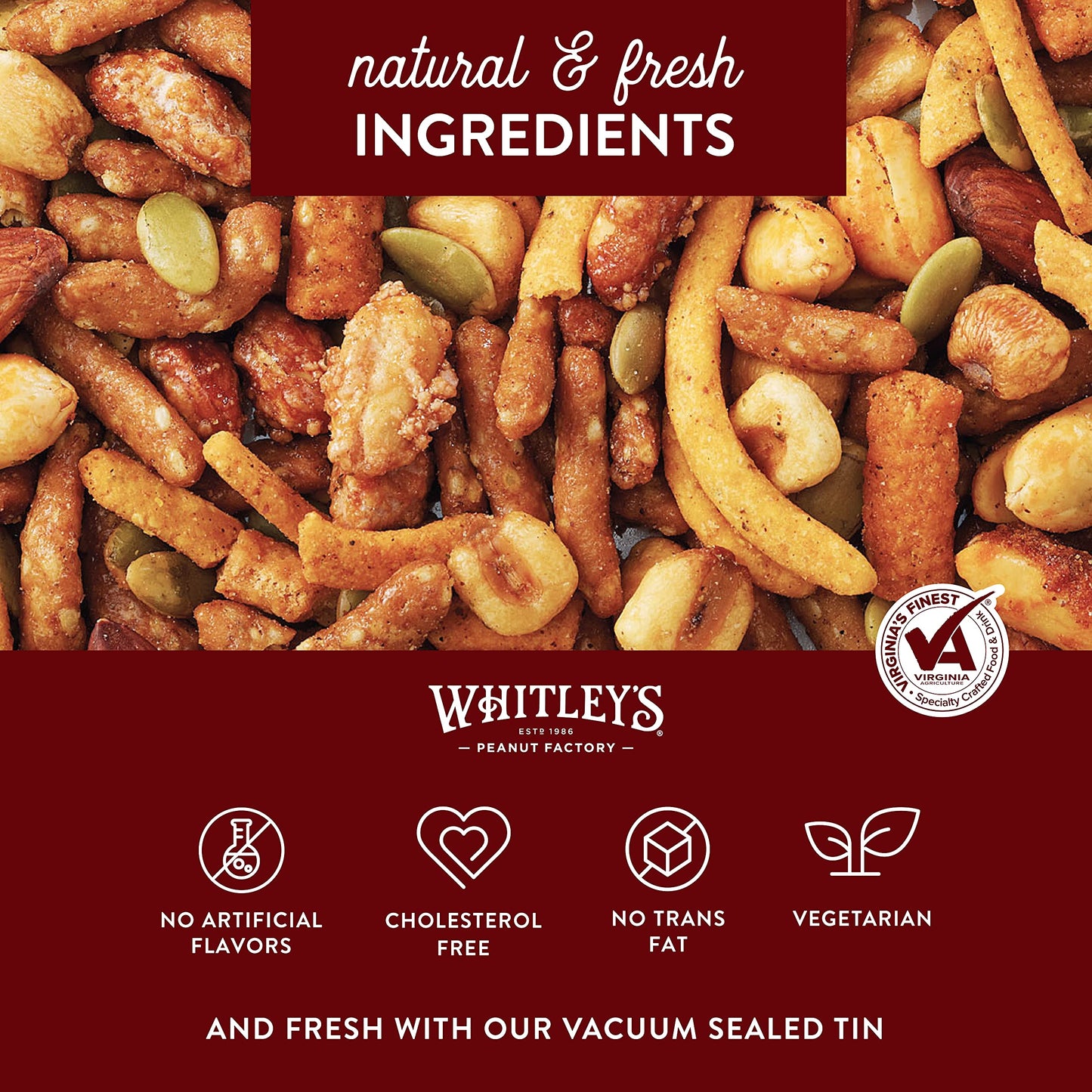 Whitleys 'Whit'S Party Mix' - Sweet & Spicy Snack Mix, Sesame Sticks, Corn Nuts, Cajun Sticks & Nuts (18 Ounce Tin)