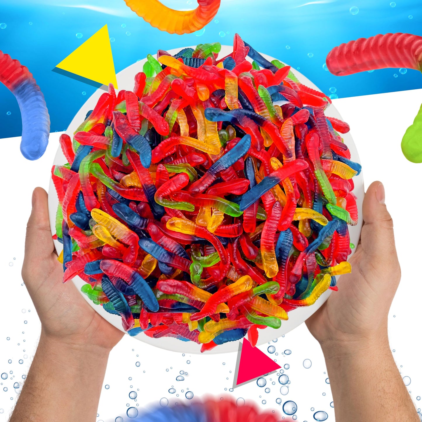 LAETAFOOD Gummy Worms Candy | Assorted Fruit Flavored | 1 Pound Bag | Chewy Texture